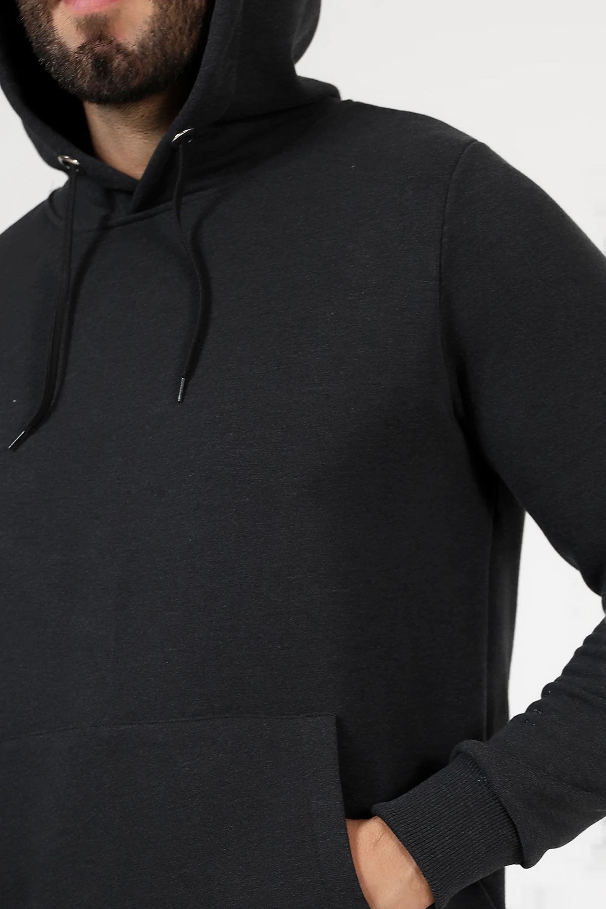 Antrasit Kapşonlu Erkek Sweat Çantalı Beduca Sweat