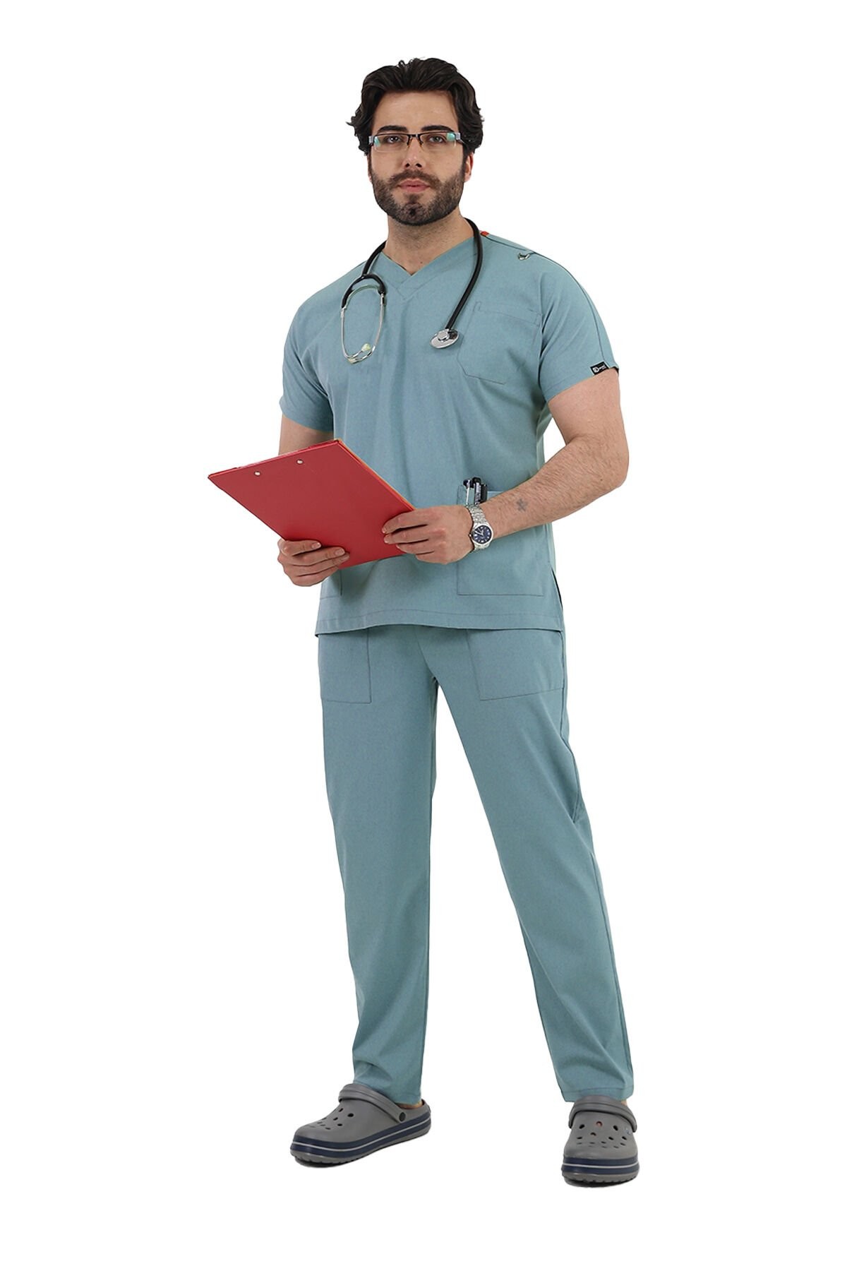 Açık Mavi Dr Greys Yarasa Kol Doktor Hemşire Scrubs Takımı