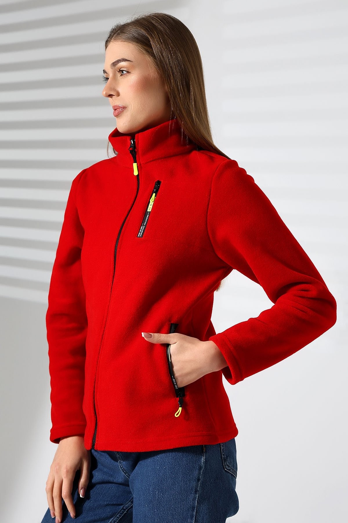 KIRMIZI KADIN POLAR HIRKA-CEKET