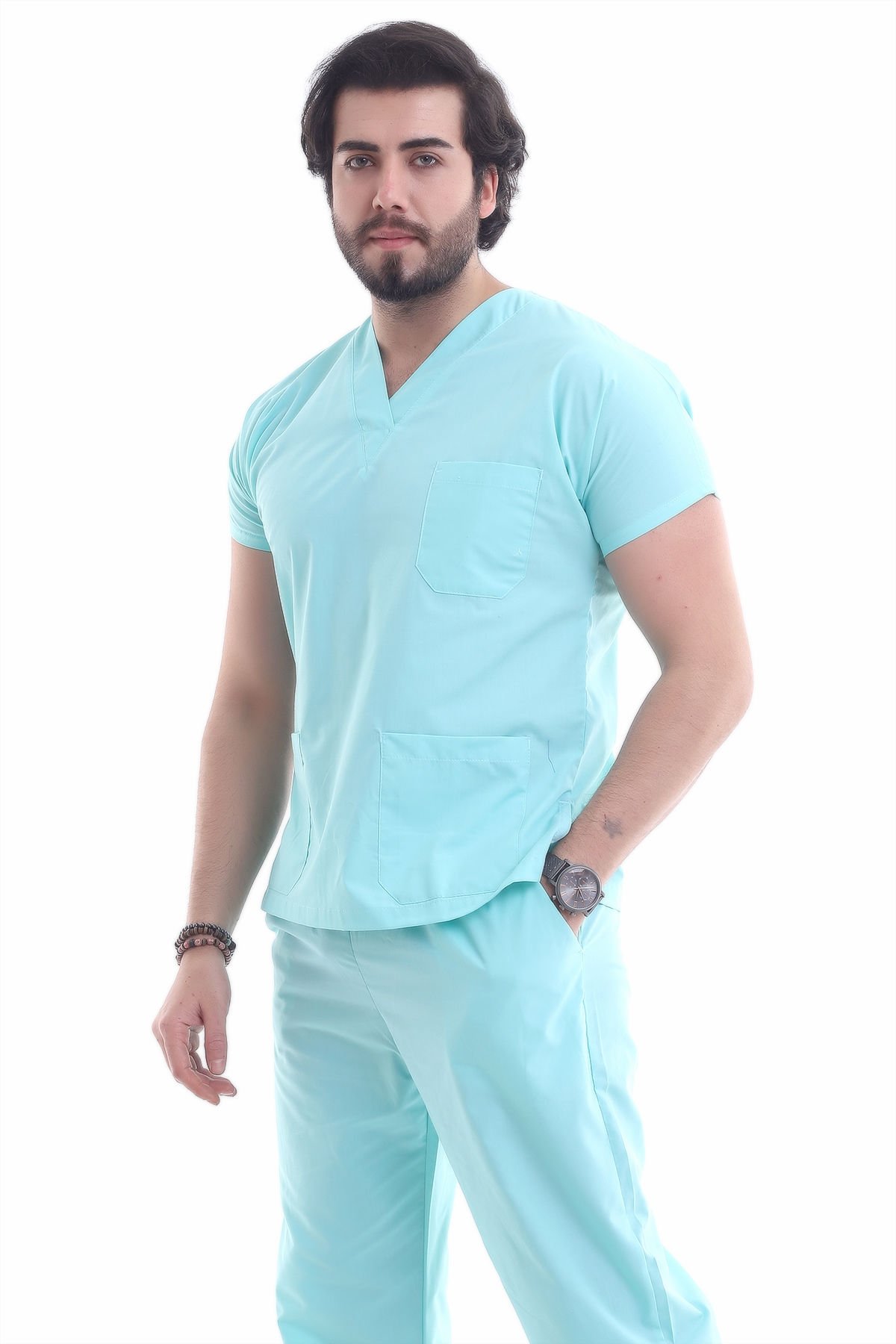 MAVİ DR GREYS LİKRALI ERKEK SCRUBS