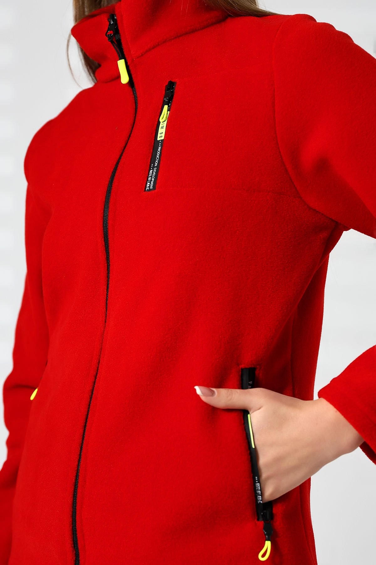 KIRMIZI KADIN POLAR HIRKA-CEKET