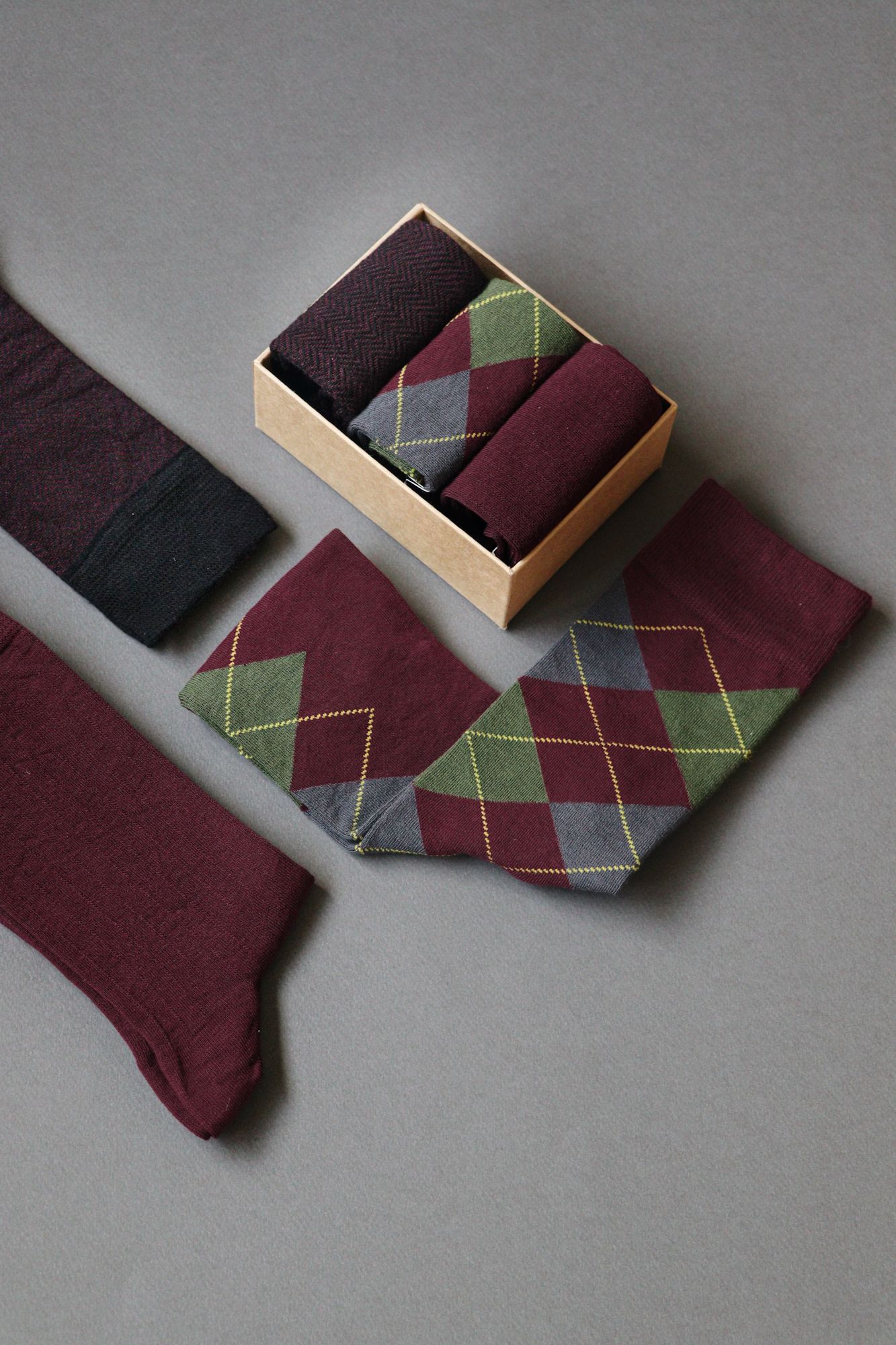 Bamboo and Supima Socks Set - Burgundy