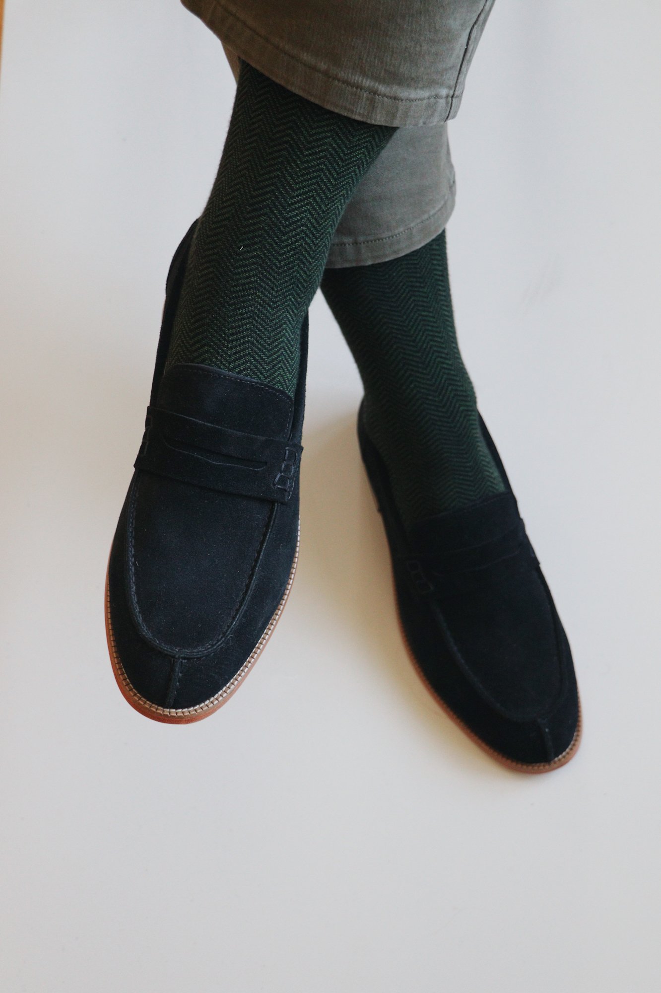 Herringbone Bamboo Socks  - Green