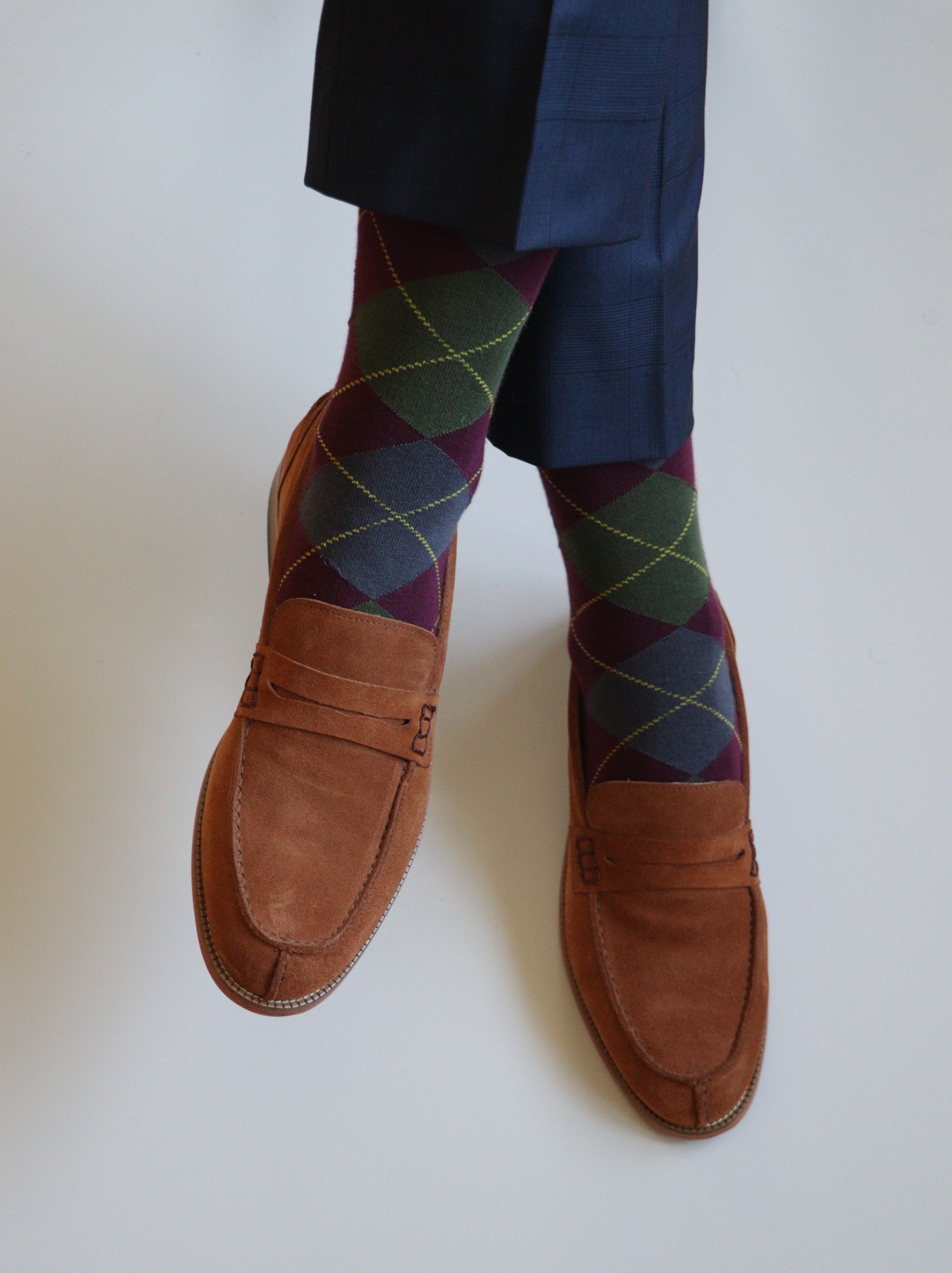 Argyle Supima Cotton Socks - Burgundy