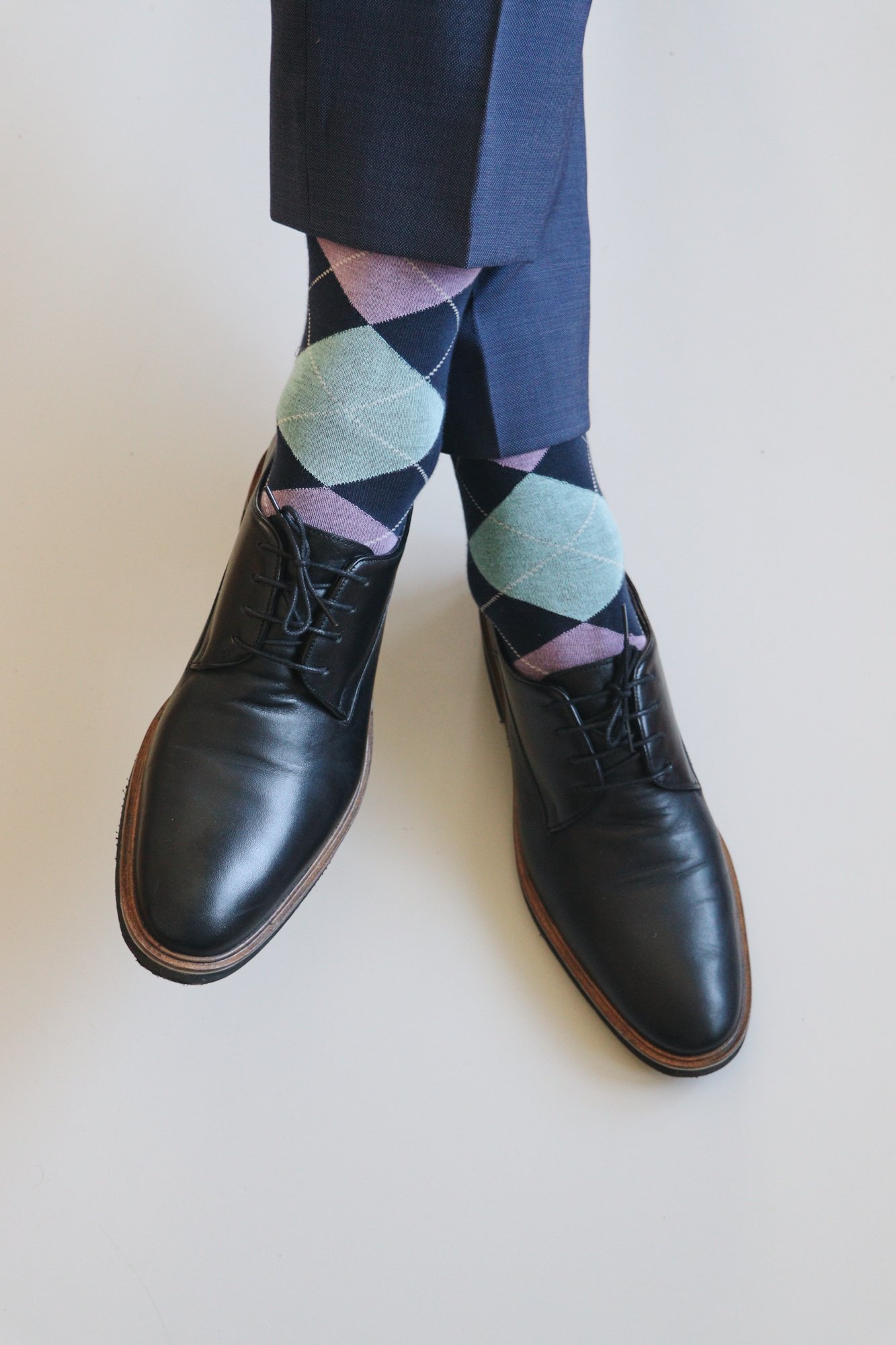 Argyle Supima Cotton Socks - Navy