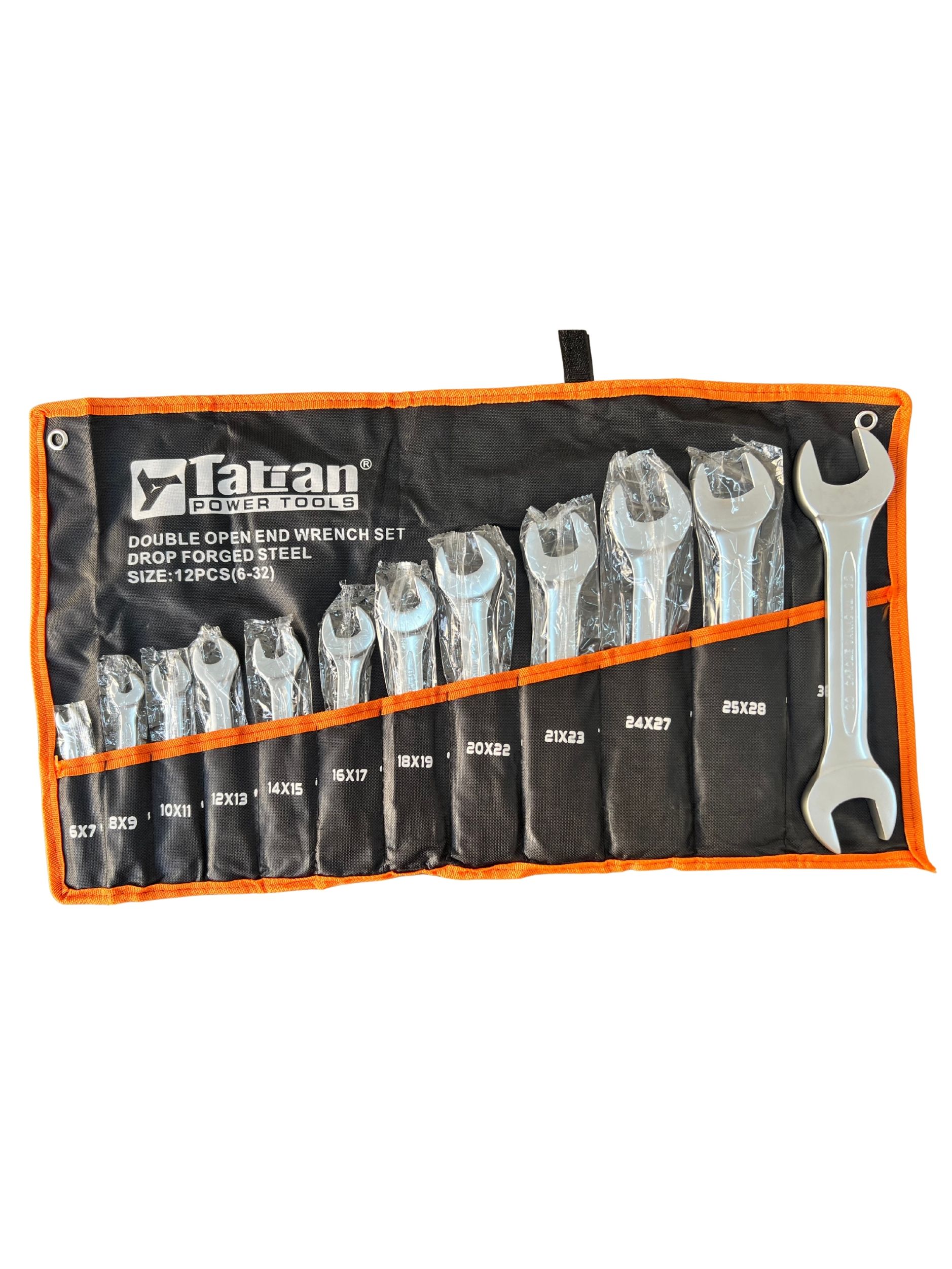  Bez Çantalı Açık Ağız Anahtar Seti (6-32 mm, 12 Parça)