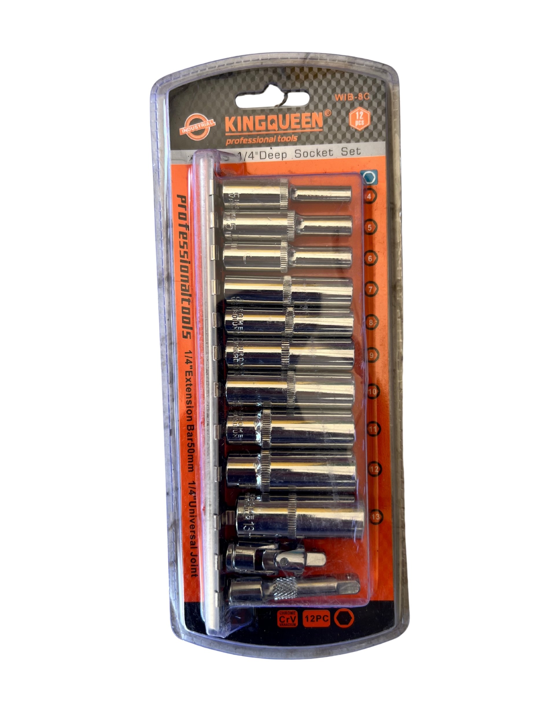 KINGQUEEN Profesyonel 12 Parça 1/4" Uzun Lokma Takımı 