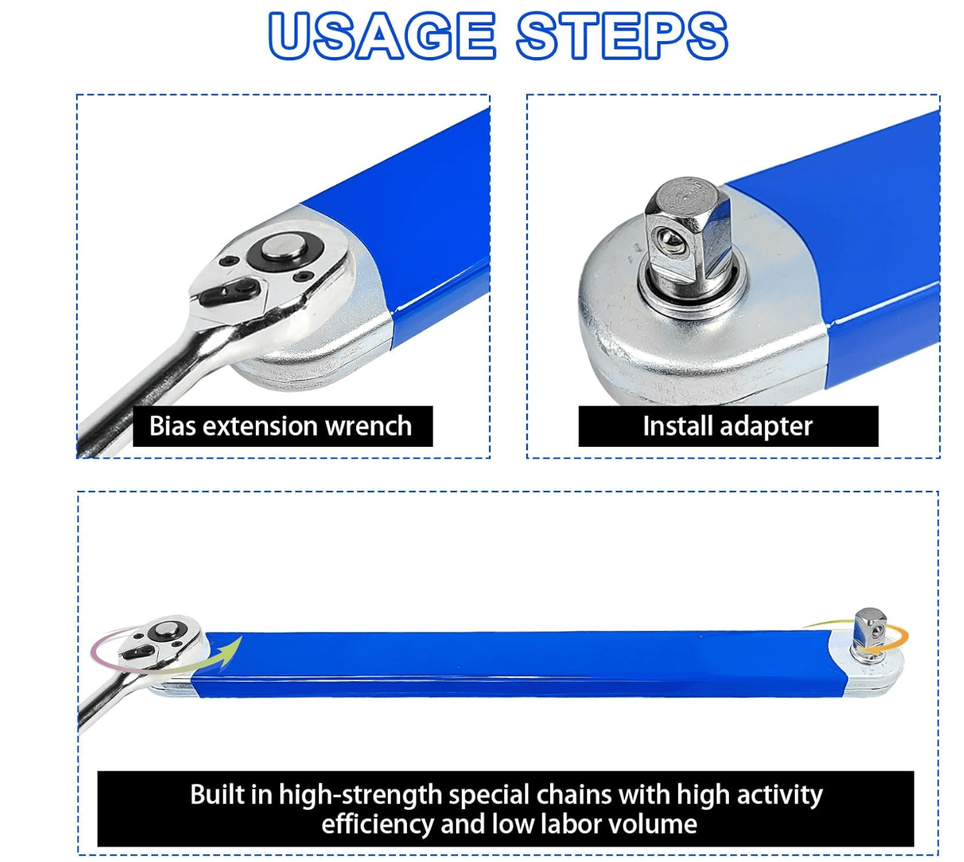 Çok Fonksiyonlu Uzatma Anahtarı Seti - 1/2", 1/4", 3/8" 