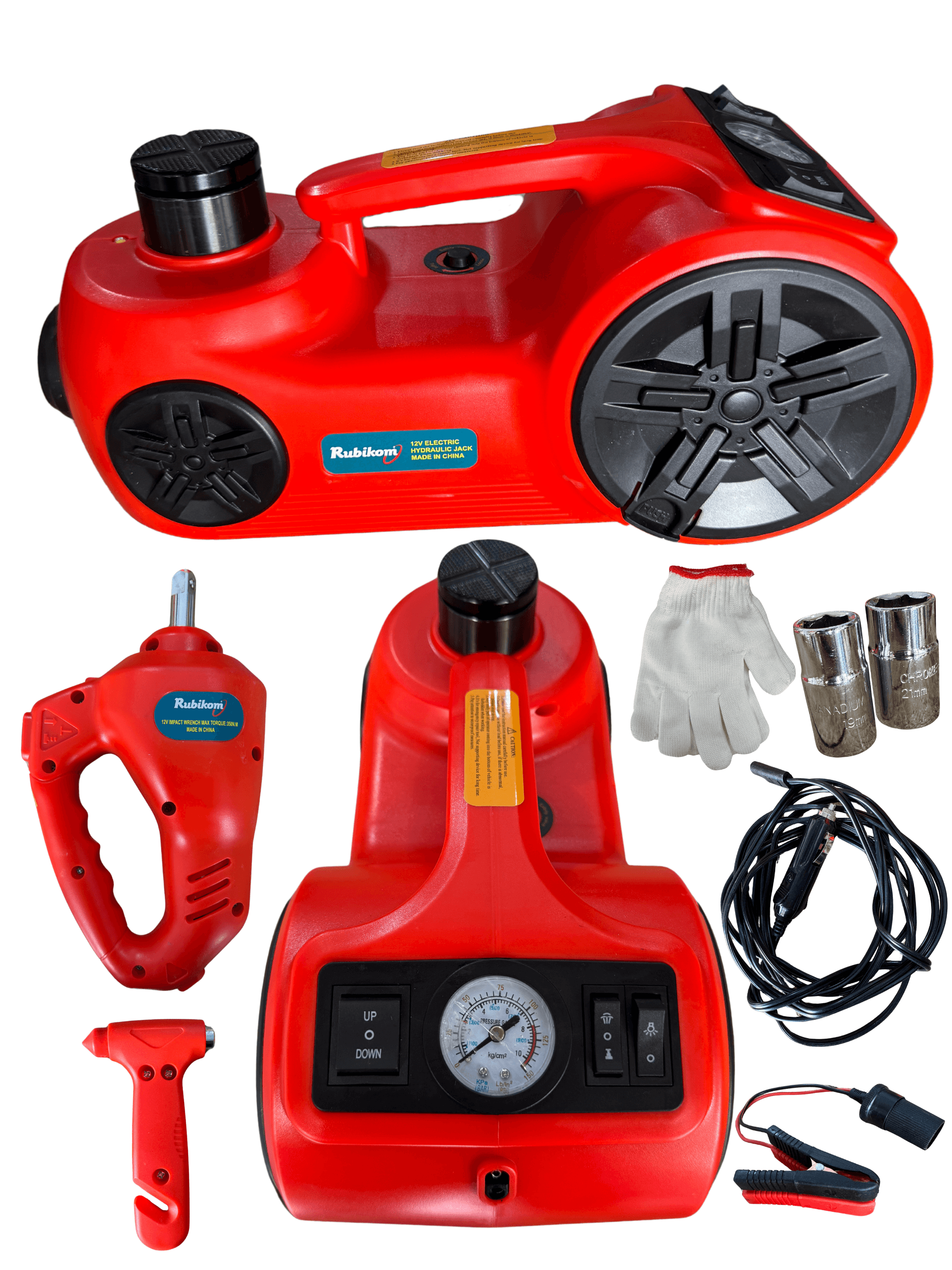Elektrikli Araba Kriko Kiti 5 Ton 12V Hidrolik Kriko Seti, Darbe Anahtarı Ve Şişirme