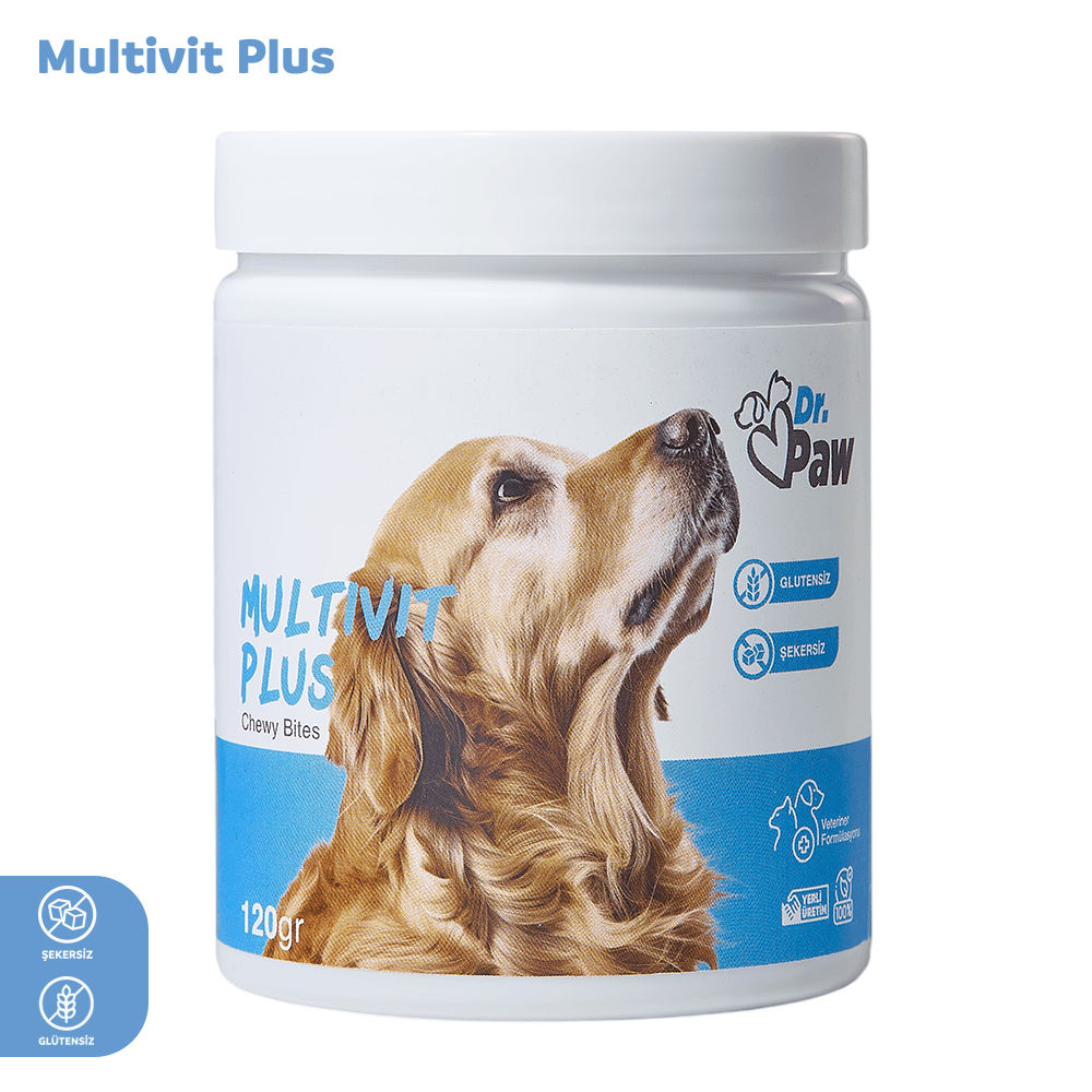 Multivit Plus: Köpekler İçin Glutensiz ve Şeker İlavesiz Günlük Vitamin Takviyesi Çiğnenebilir Tablet (120 gr)