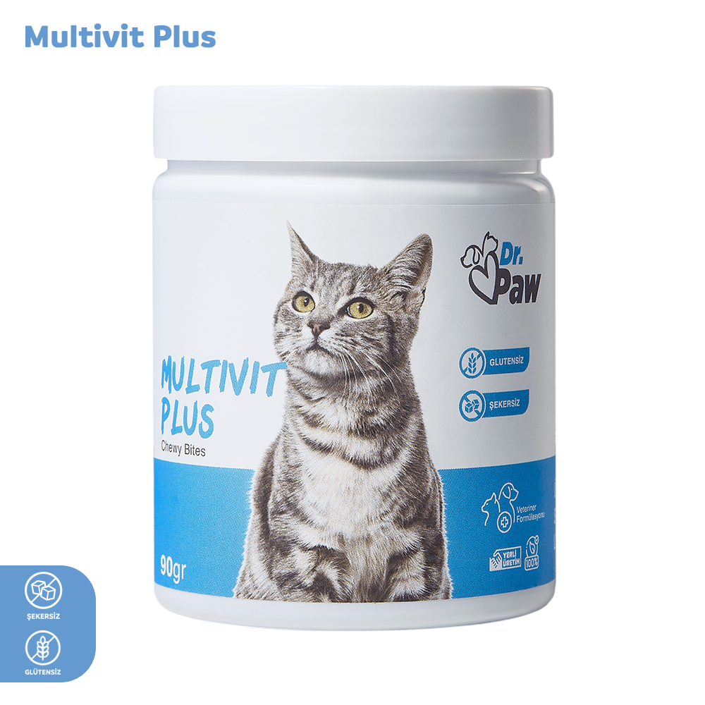 Multivit Plus: Kediler İçin Günlük Vitamin Takviyesi Çiğnenebilir Tablet (90 gr)