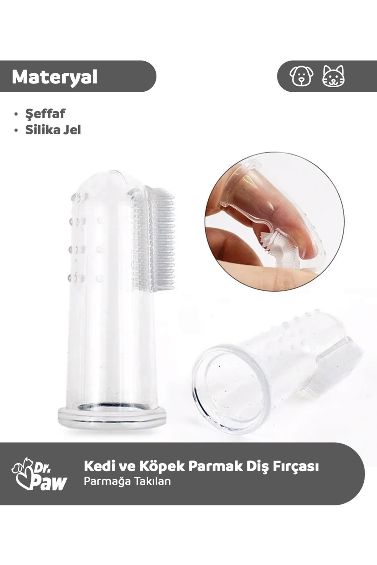 Parmak Tipi Evcil Hayvan Diş Kaşıma ve Bakım Fırçası