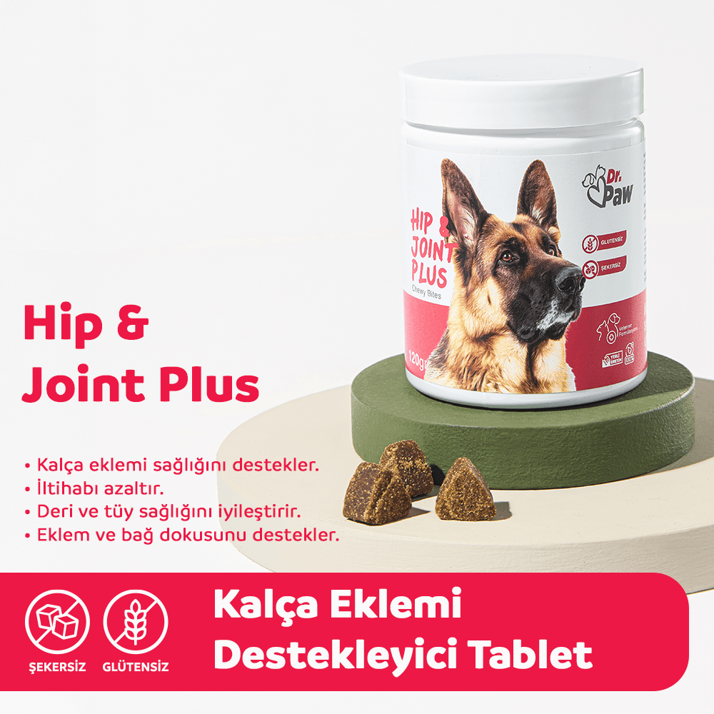 Hip & Joint Plus: Köpekler İçin Eklem ve Kas Sistemi Destekleyici Çiğnenebilir Tablet (120 gr)