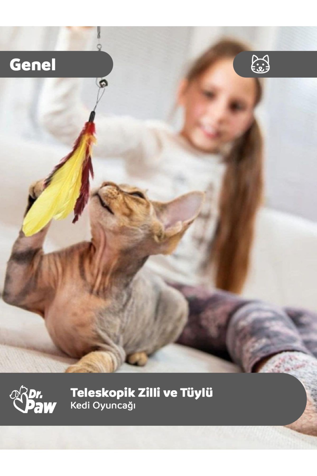 Teleskopik Zilli ve Tüylü Kedi Oyuncağı – Eğlenceli ve Hareketli Oyun Deneyimi!