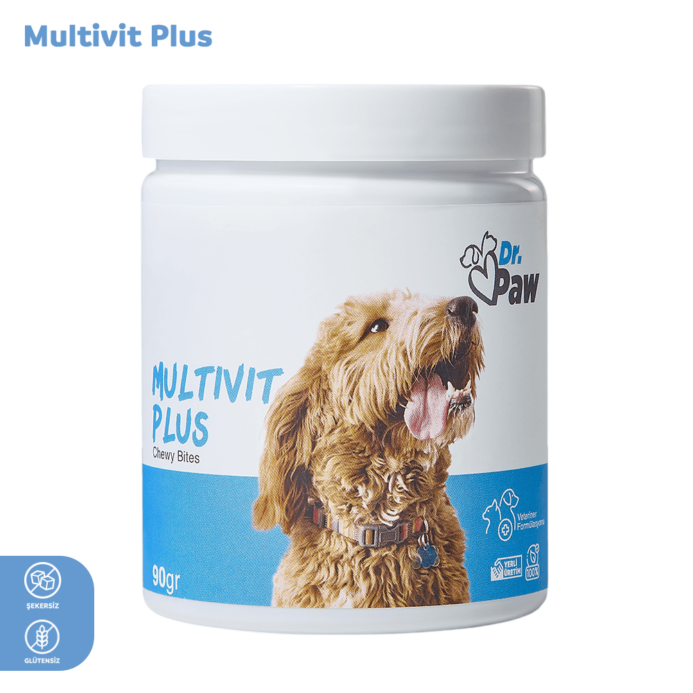 Multivit Plus: Köpekler İçin Glutensiz ve Şeker İlavesiz Günlük Vitamin Takviyesi Çiğnenebilir Tablet (Küçük Irk )