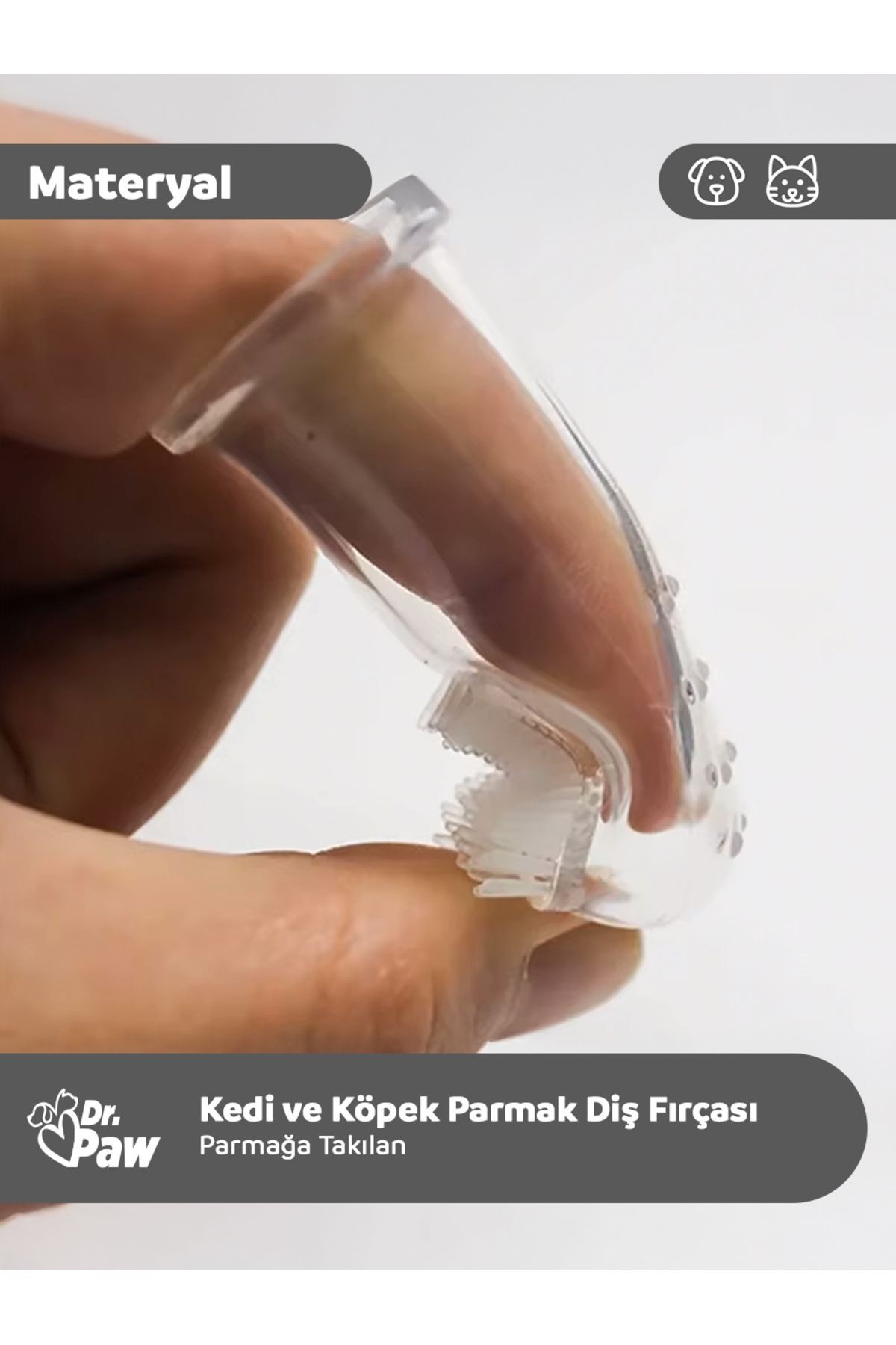 Parmak Tipi Evcil Hayvan Diş Kaşıma ve Bakım Fırçası
