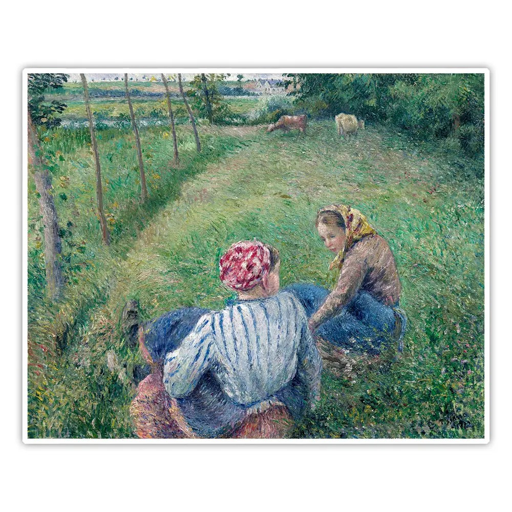 Pontoise Yakınlarındaki Tarlalarda Dinlenen Genç Köylü Kızları - Camille Pissarro Poster