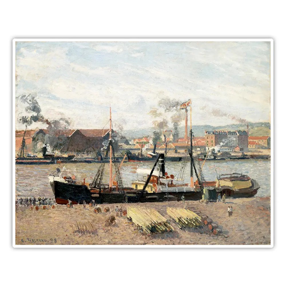 Rouen Limanı, Odun Boşaltma - Camille Pissarro Poster