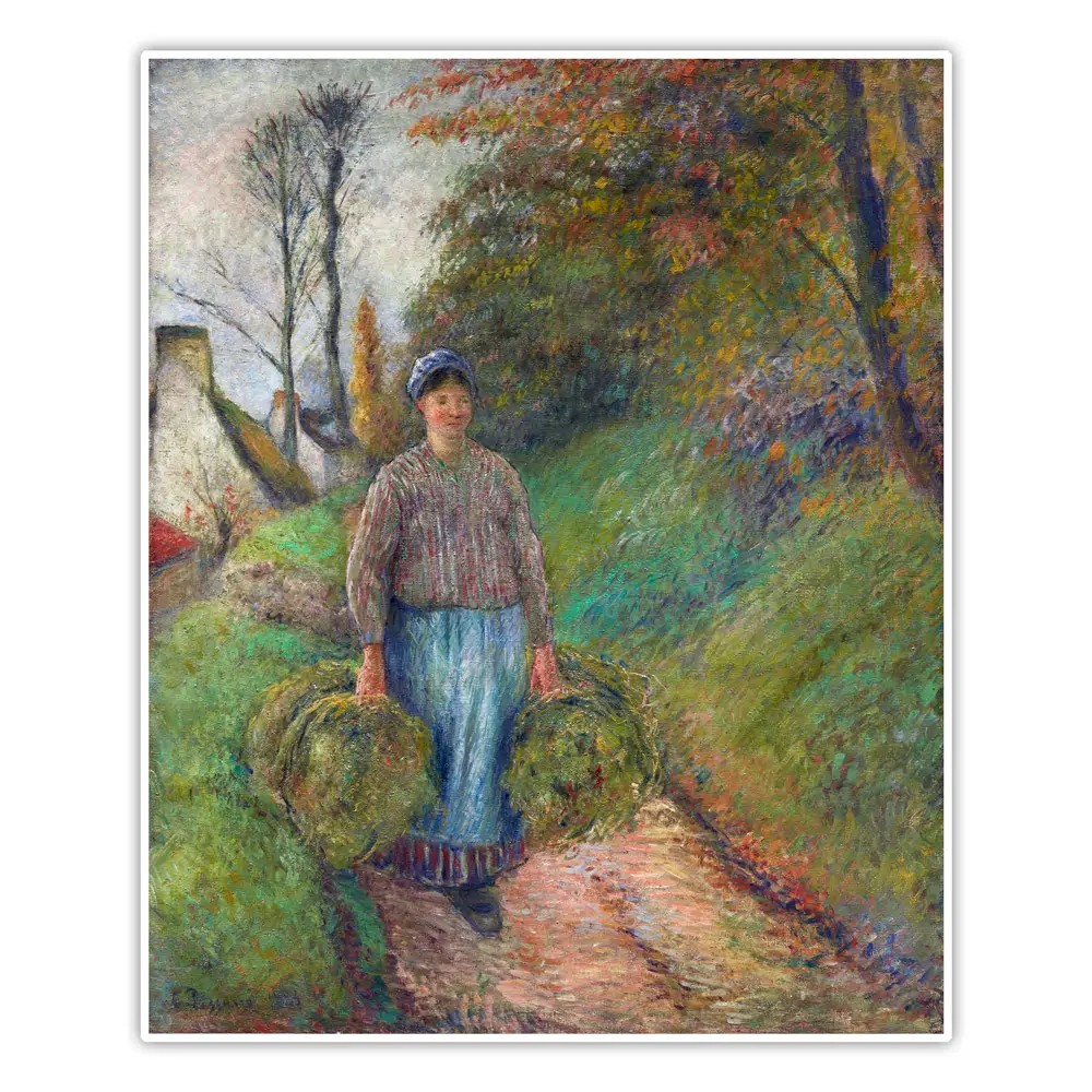 İki Demet Saman Taşıyan Köylü Kadın - Camille Pissarro Poster