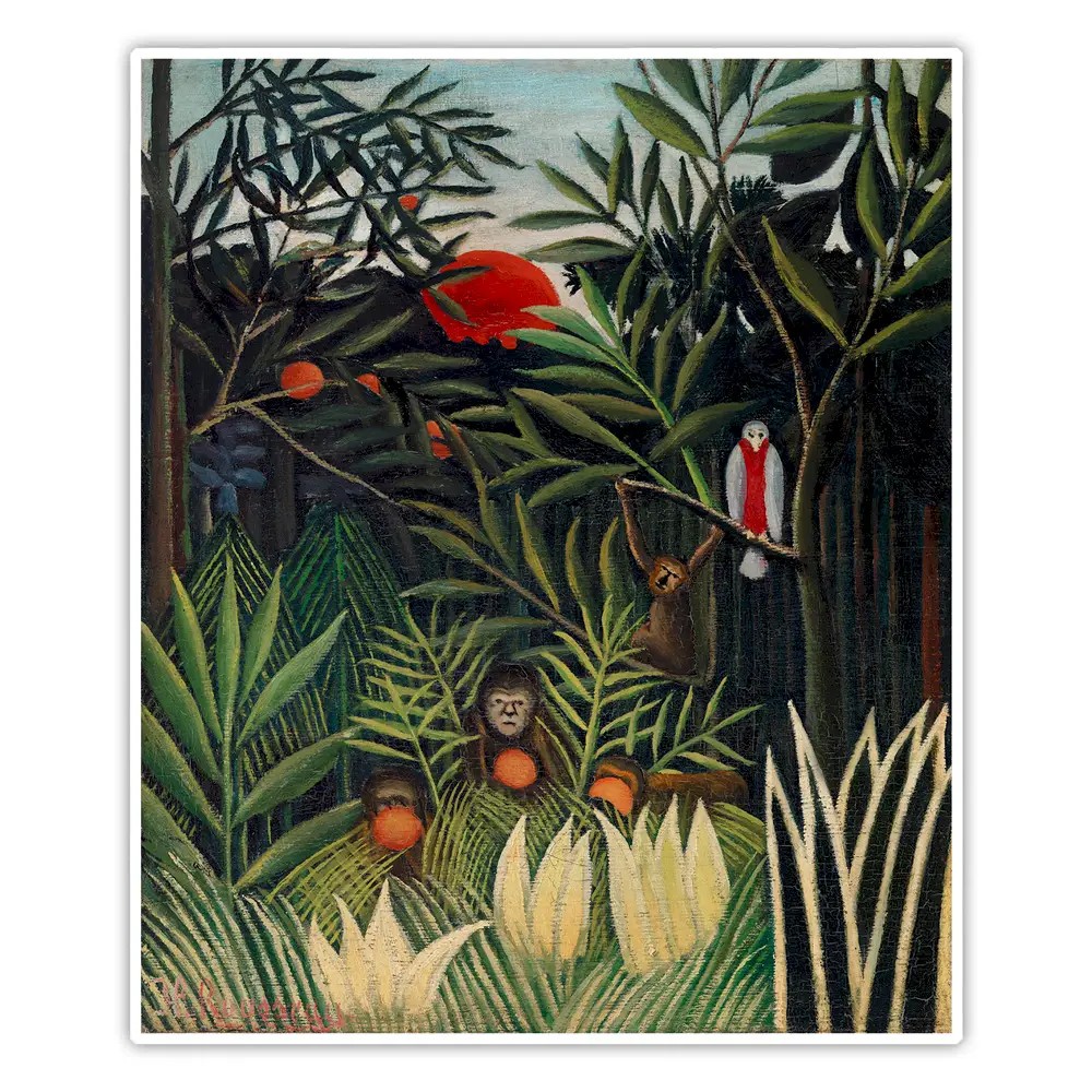 Bakir Ormanda Maymunlar ve Papağan - Henri Rousseau Poster