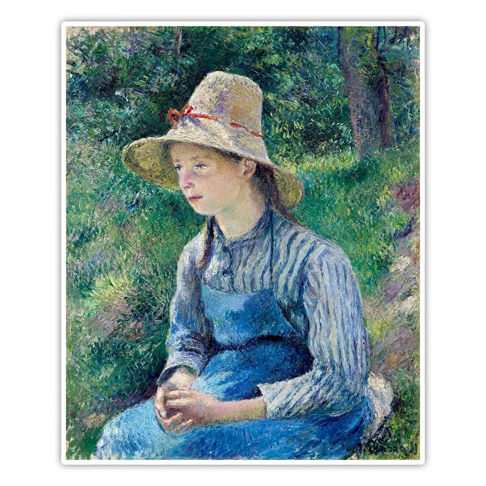 Şapkalı Genç Köylü Kızı - Camille Pissarro Poster