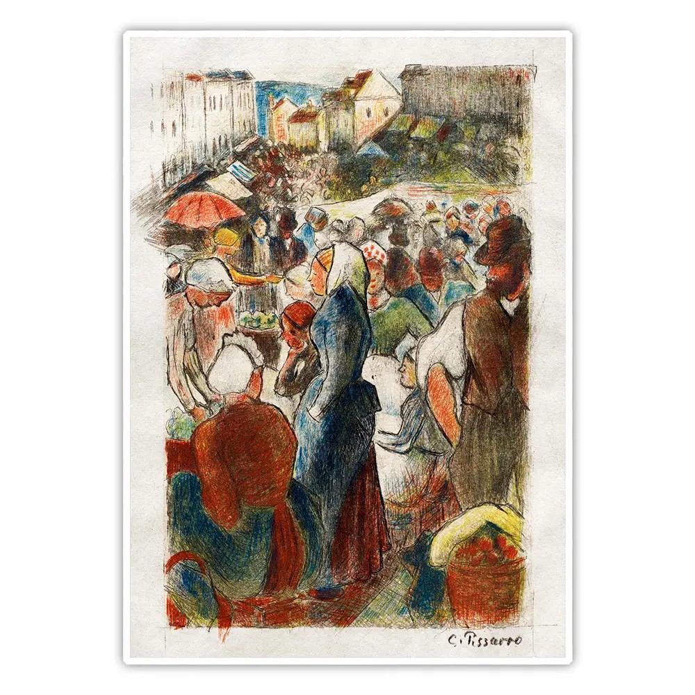 Gisors Pazarı - Camille Pissarro Poster