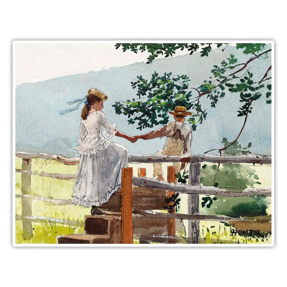 Çit Merdiveninde - Winslow Homer Poster