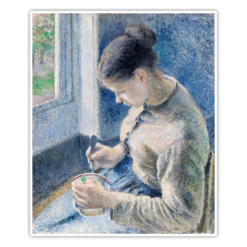 Kahvesini İçen Genç Köylü Kızı - Camille Pissarro Poster