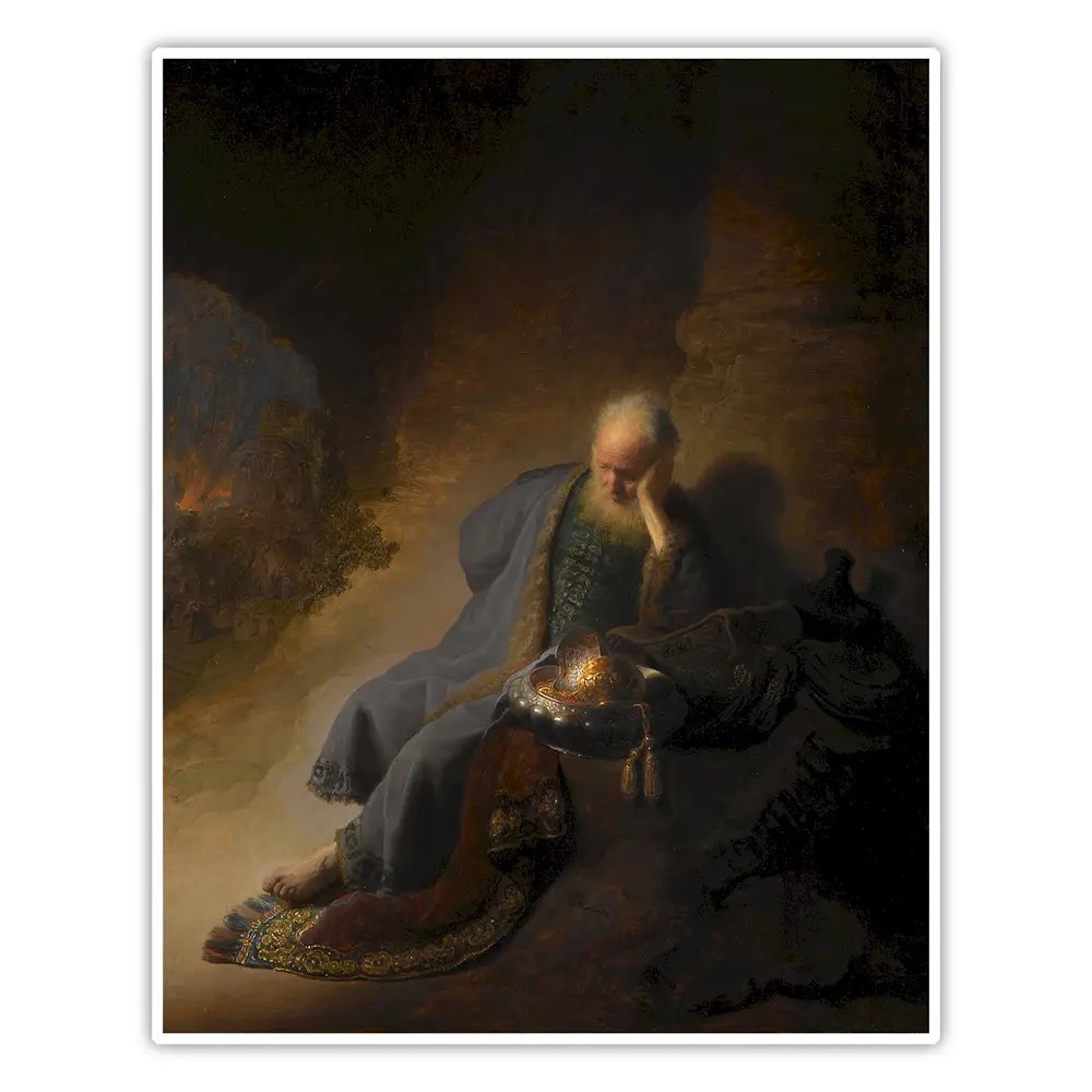 Kudüs’ün Harap Edilmesine Üzülen Jeremiah - Rembrandt van Rijn Poster