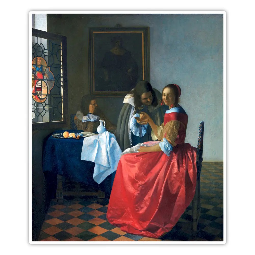 Şarap Bardaklı Kız - Johannes Vermeer Poster