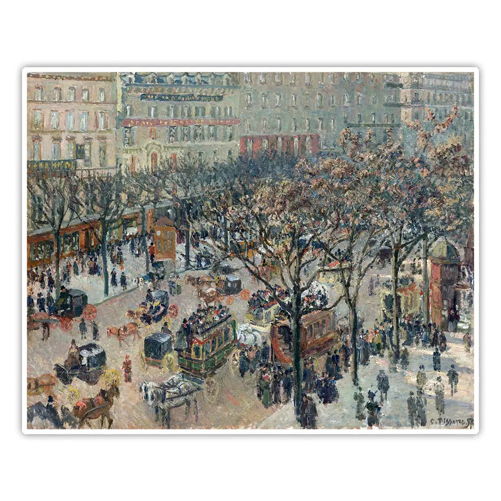 Boulevard des Italiens, Güneşli Sabah - Camille Pissarro Poster