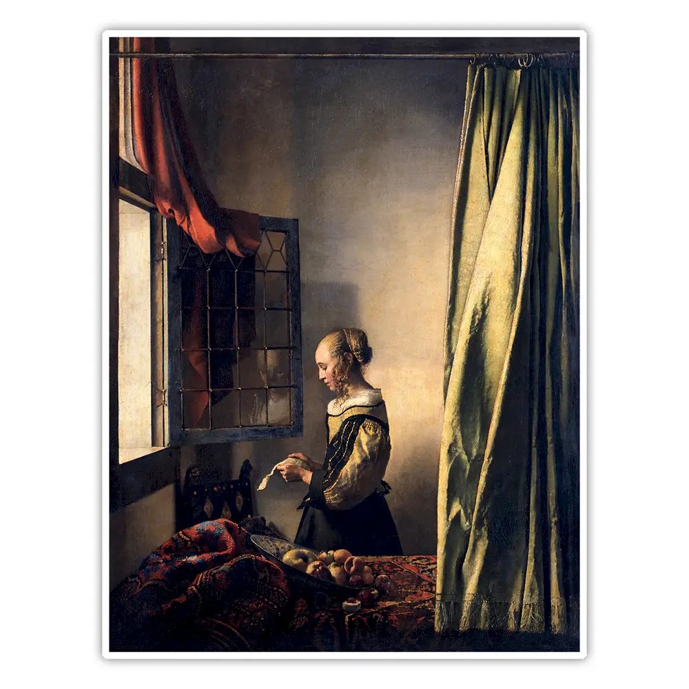 Açık Pencere Önünde Mektup Okuyan Kız - Johannes Vermeer Poster