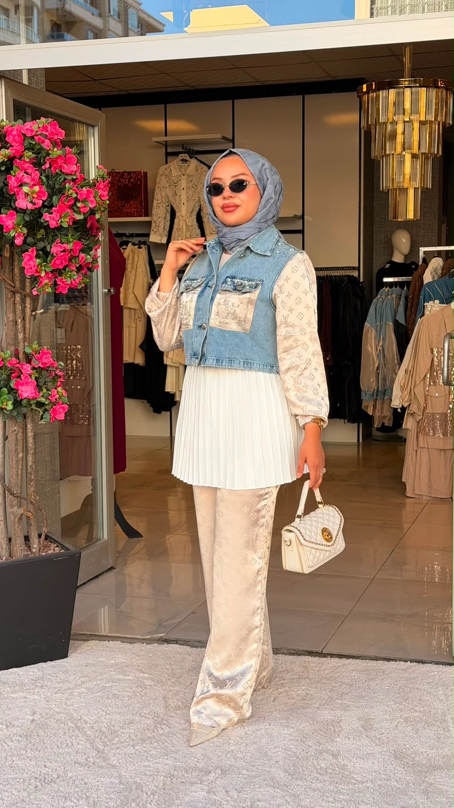 1302 Denim Detaylı İthal Takım