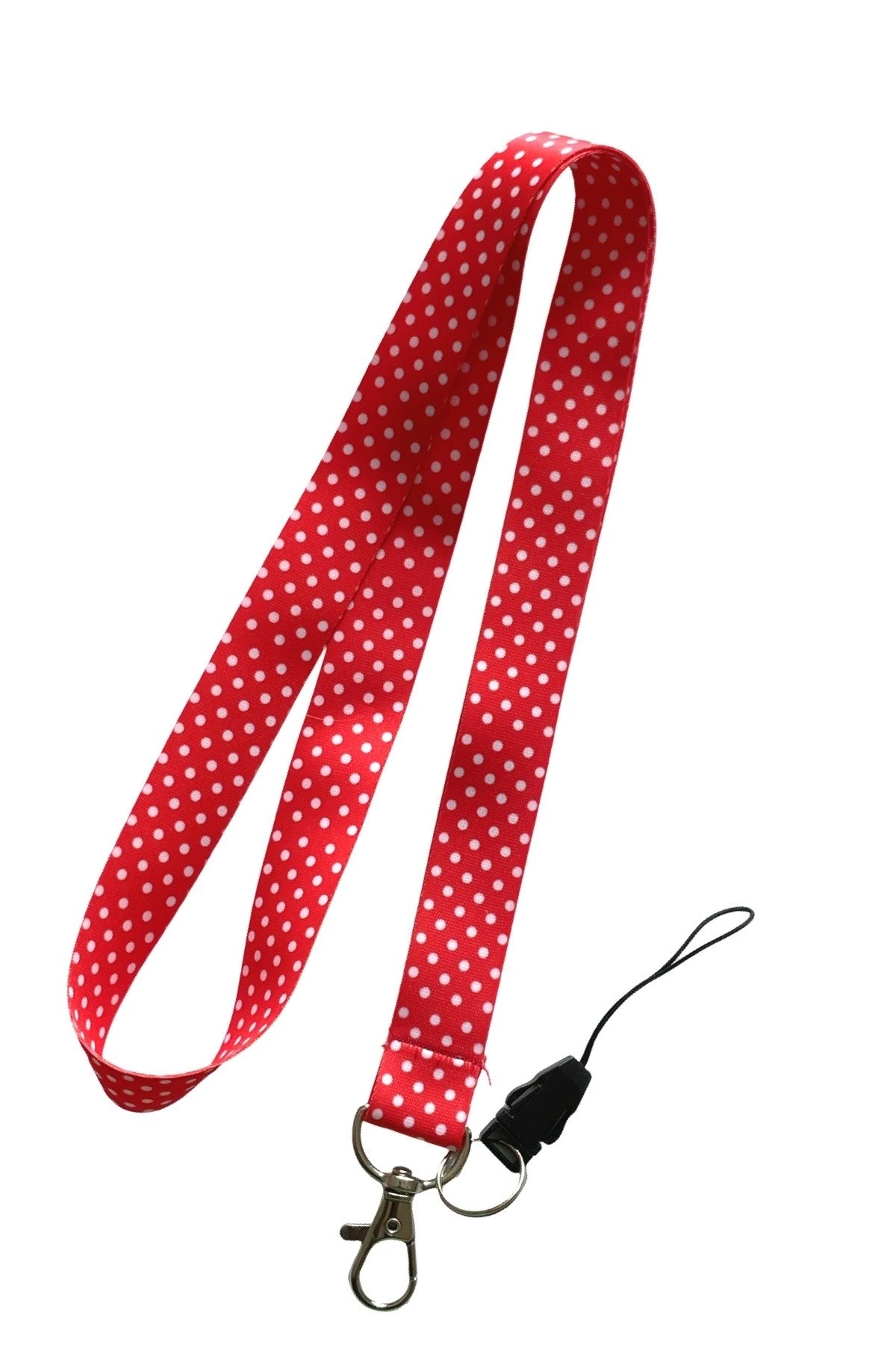 Kırmızı Puantiyeli Boyun Askı ipi Telefon Askısı