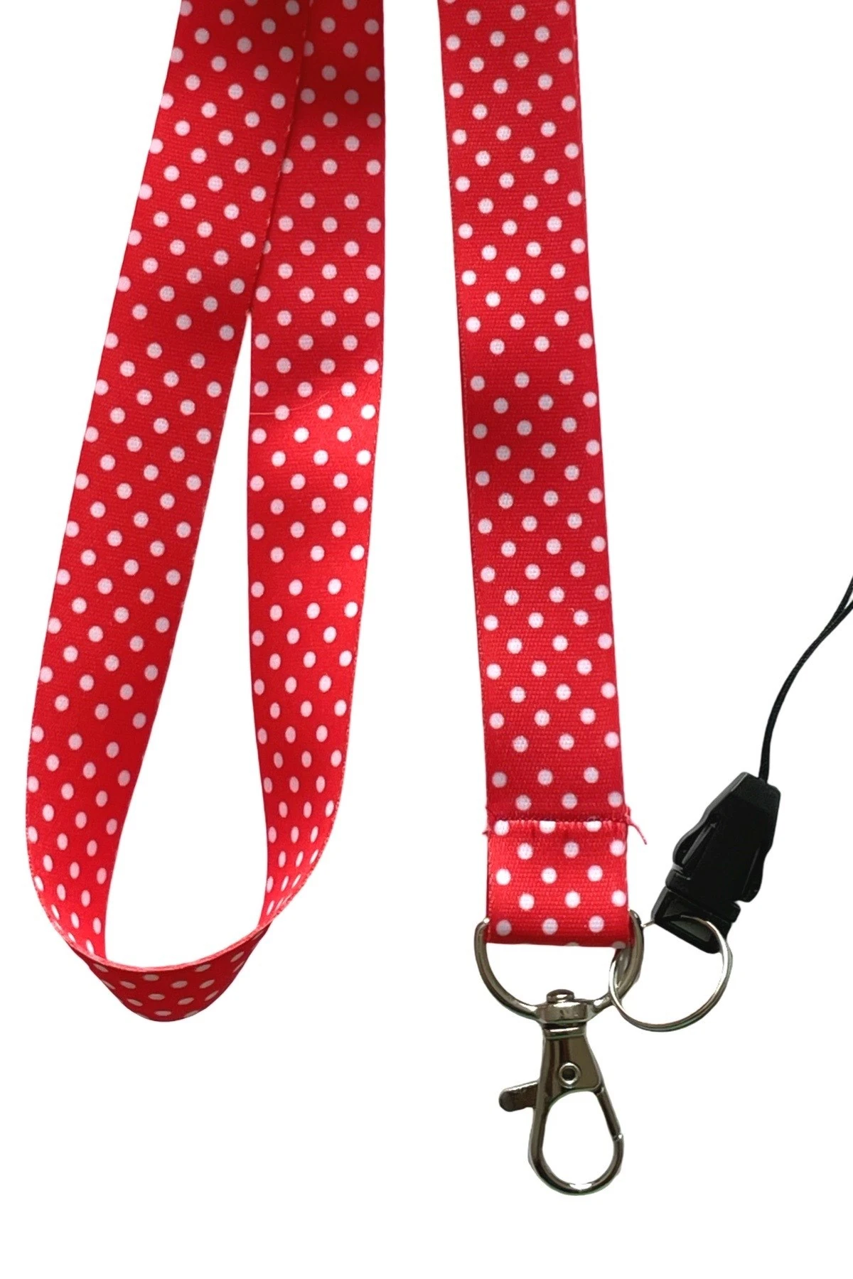 Kırmızı Puantiyeli Boyun Askı ipi Telefon Askısı