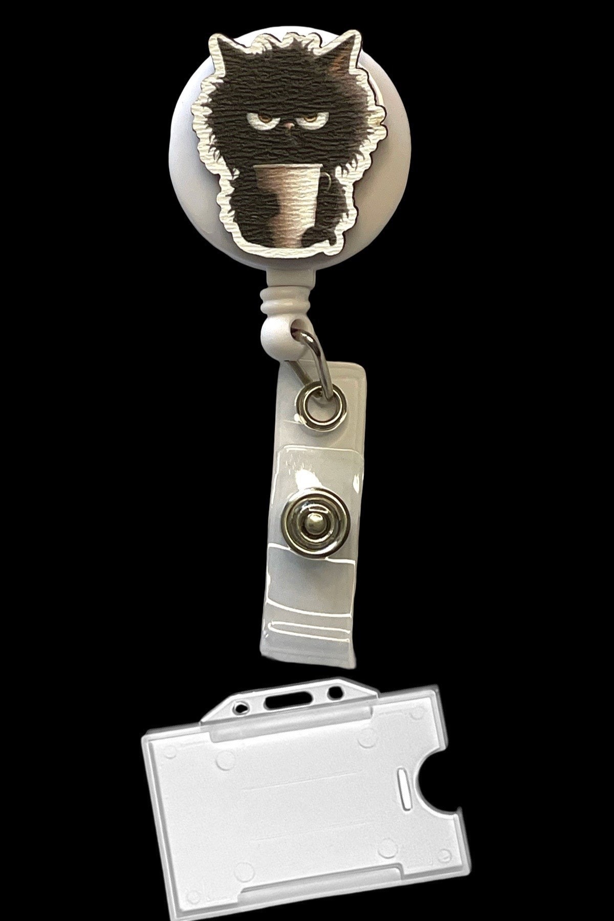 Hırçın Kedi Desenli Badge Reel Yoyo – Makaralı Yaka Kartı ve Kimlik Kartı Askısı