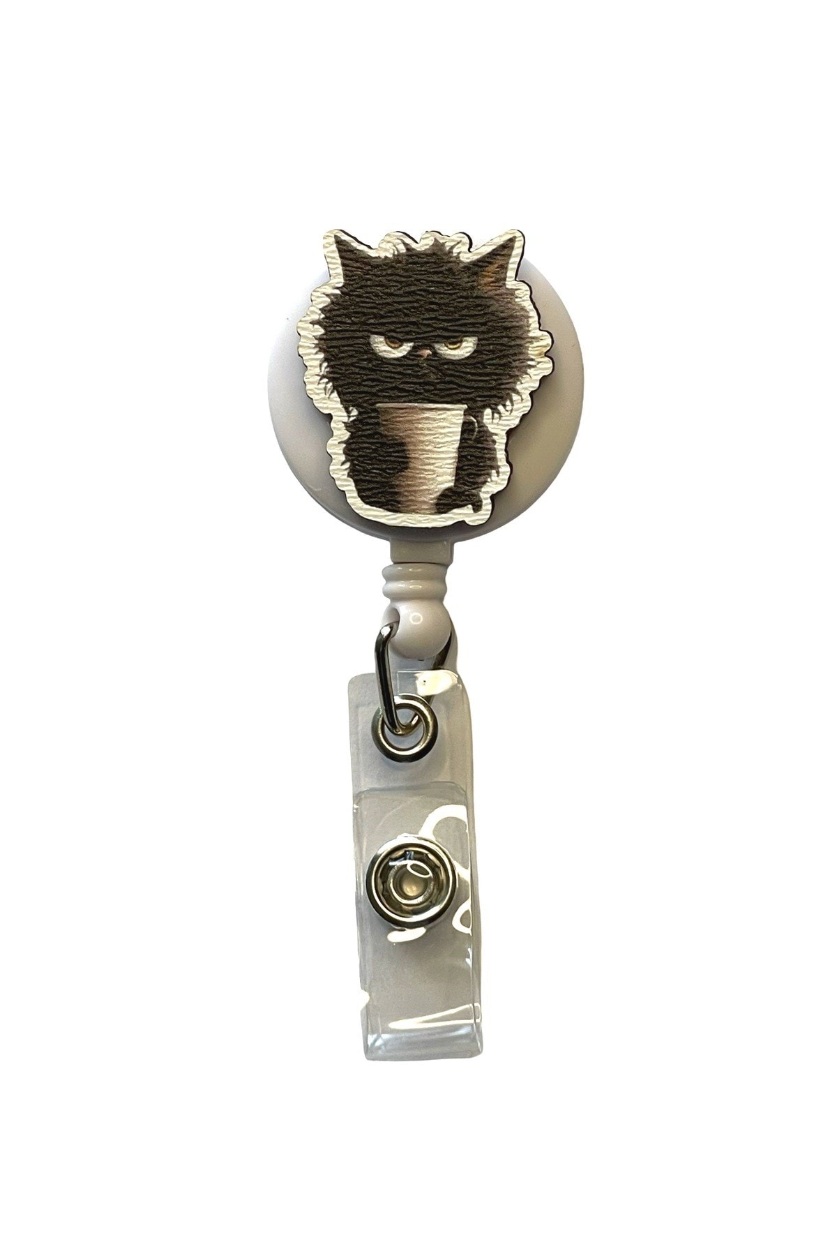 Hırçın Kedi Desenli Badge Reel Yoyo – Makaralı Yaka Kartı ve Kimlik Kartı Askısı
