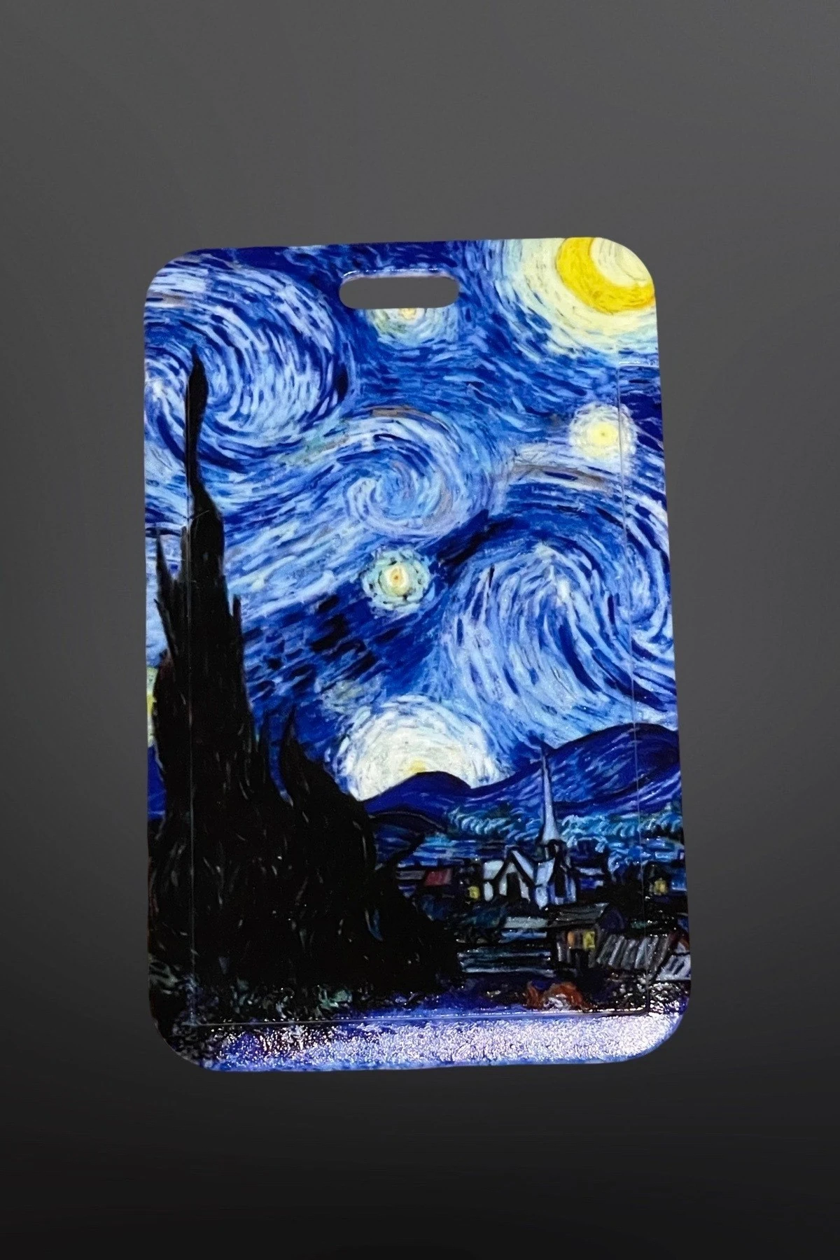 Baskılı Yıldızlı Geceler Van Gogh Dikey Kart Koruyucu Personel Kartlık