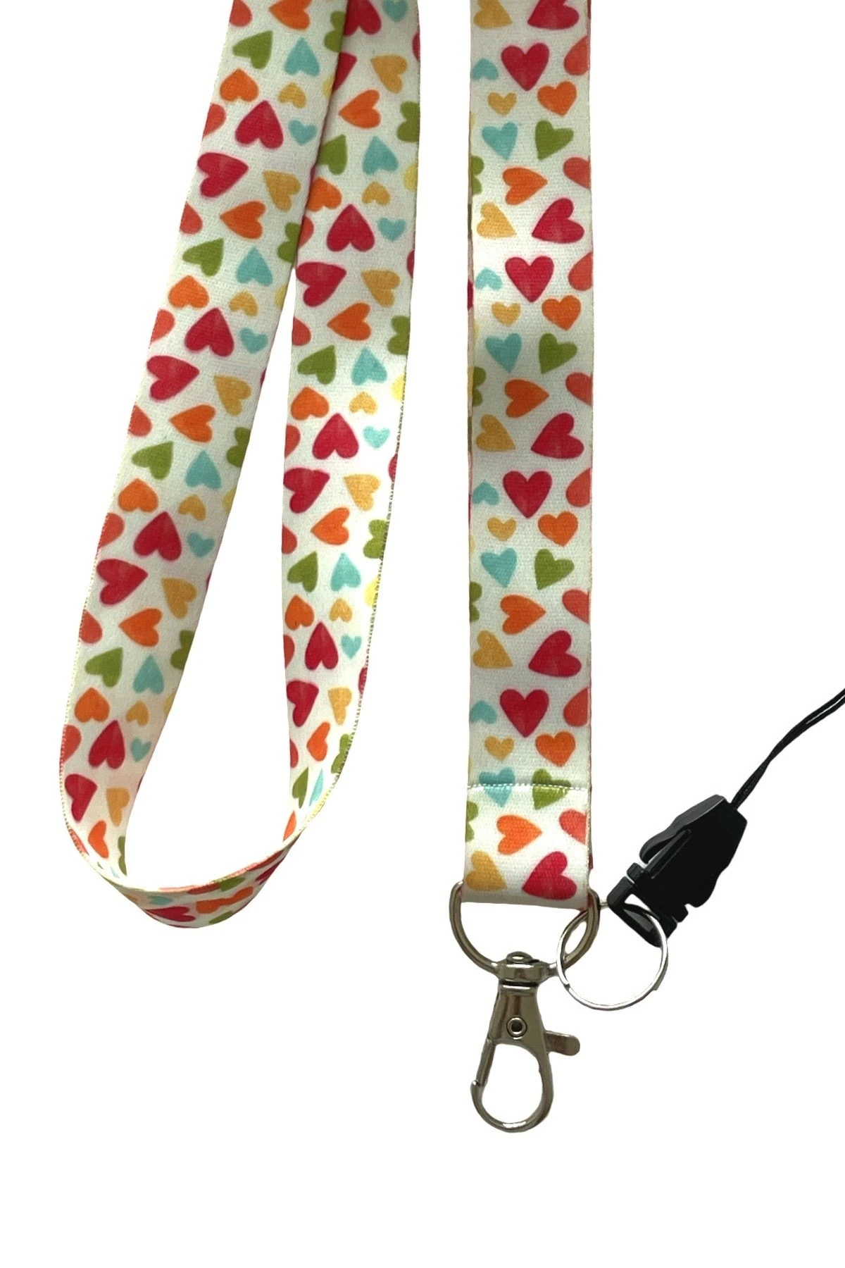 Beyaz Renkli Kalp Desenli Boyun ipi Telefon Askısı