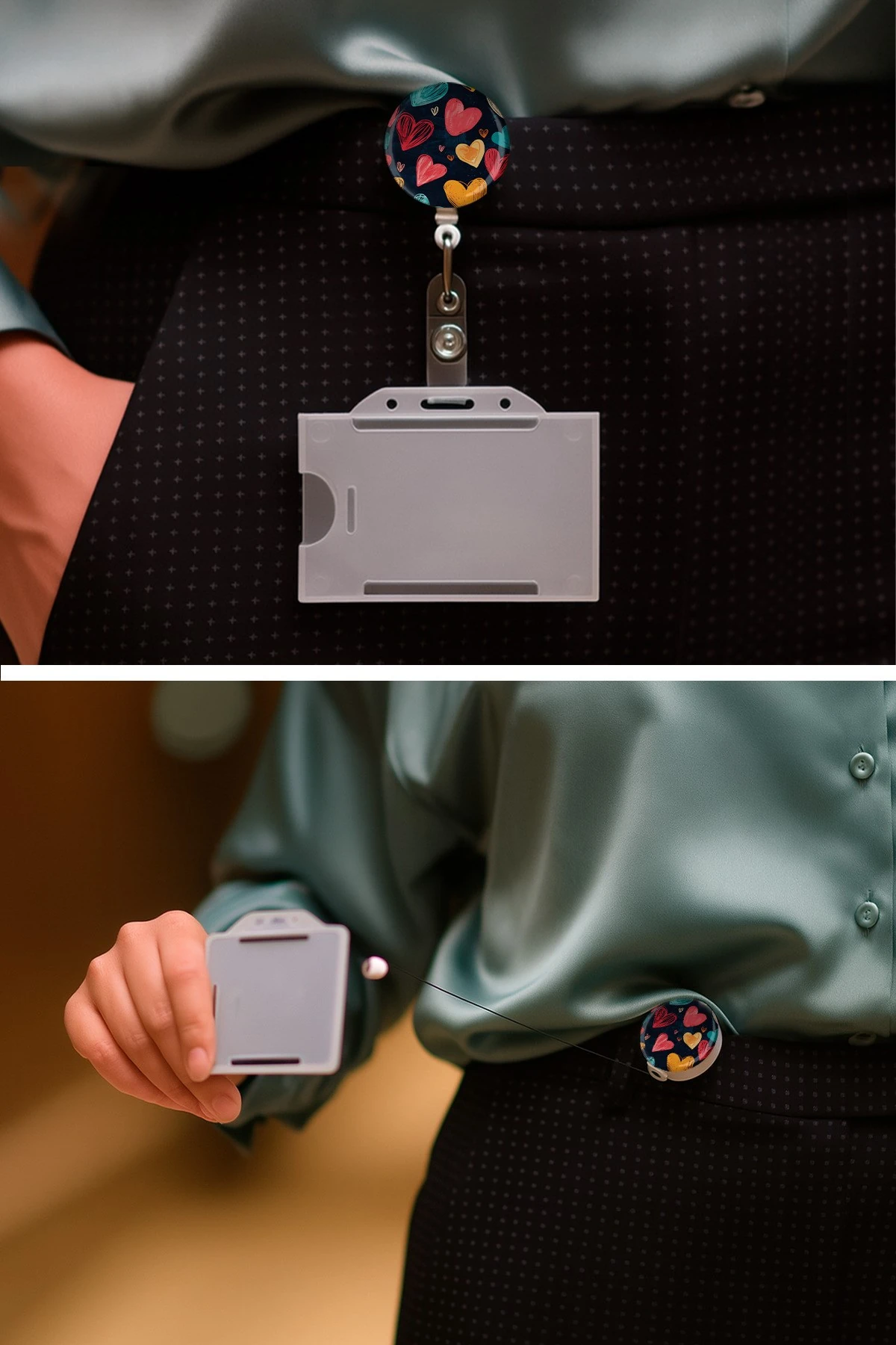 Siyah Kalpli Damla Yoyo Yaka Kartı Yoyo Kartlık