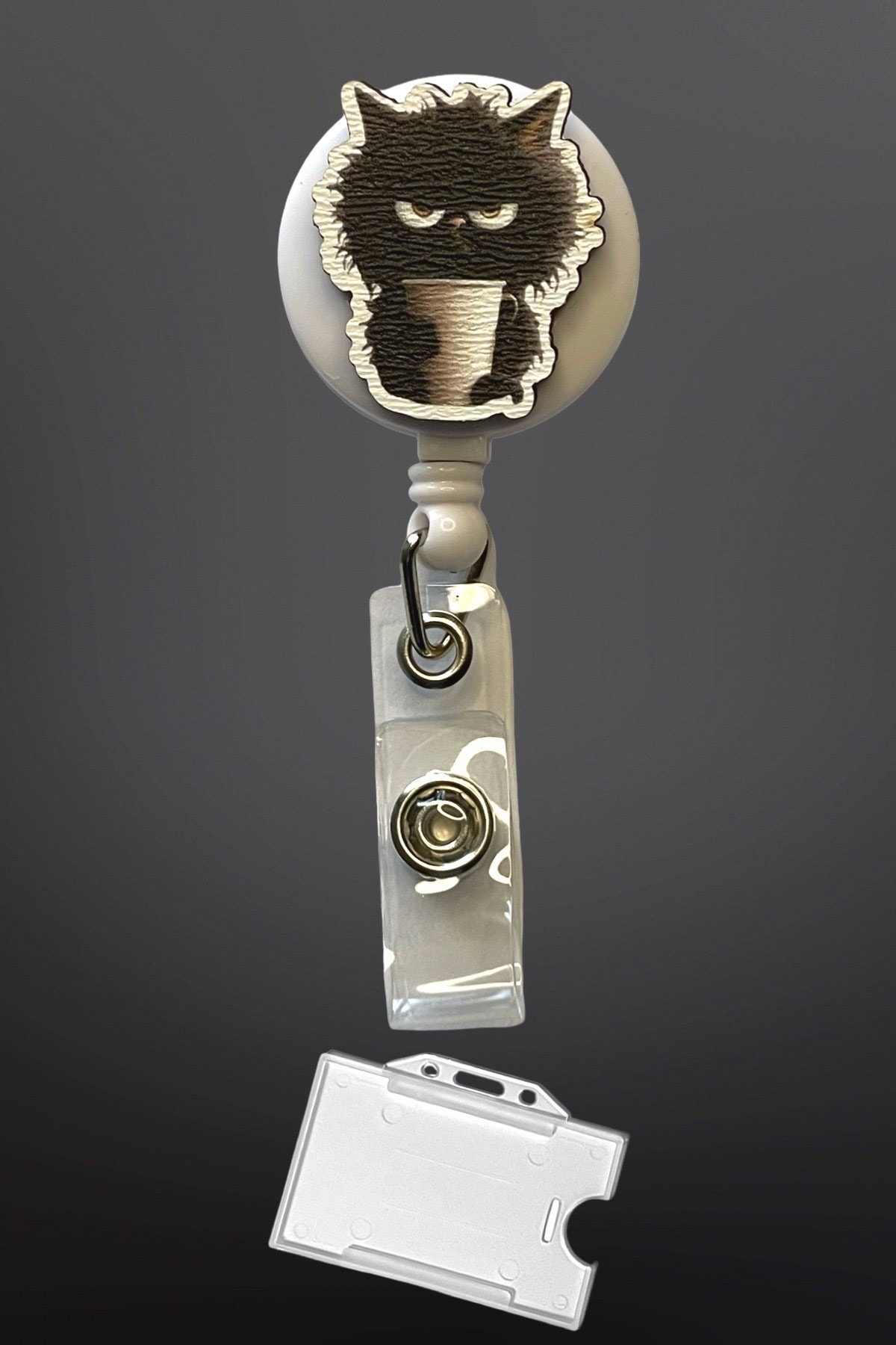 Hırçın Kedi Desenli Badge Reel Yoyo – Makaralı Yaka Kartı ve Kimlik Kartı Askısı