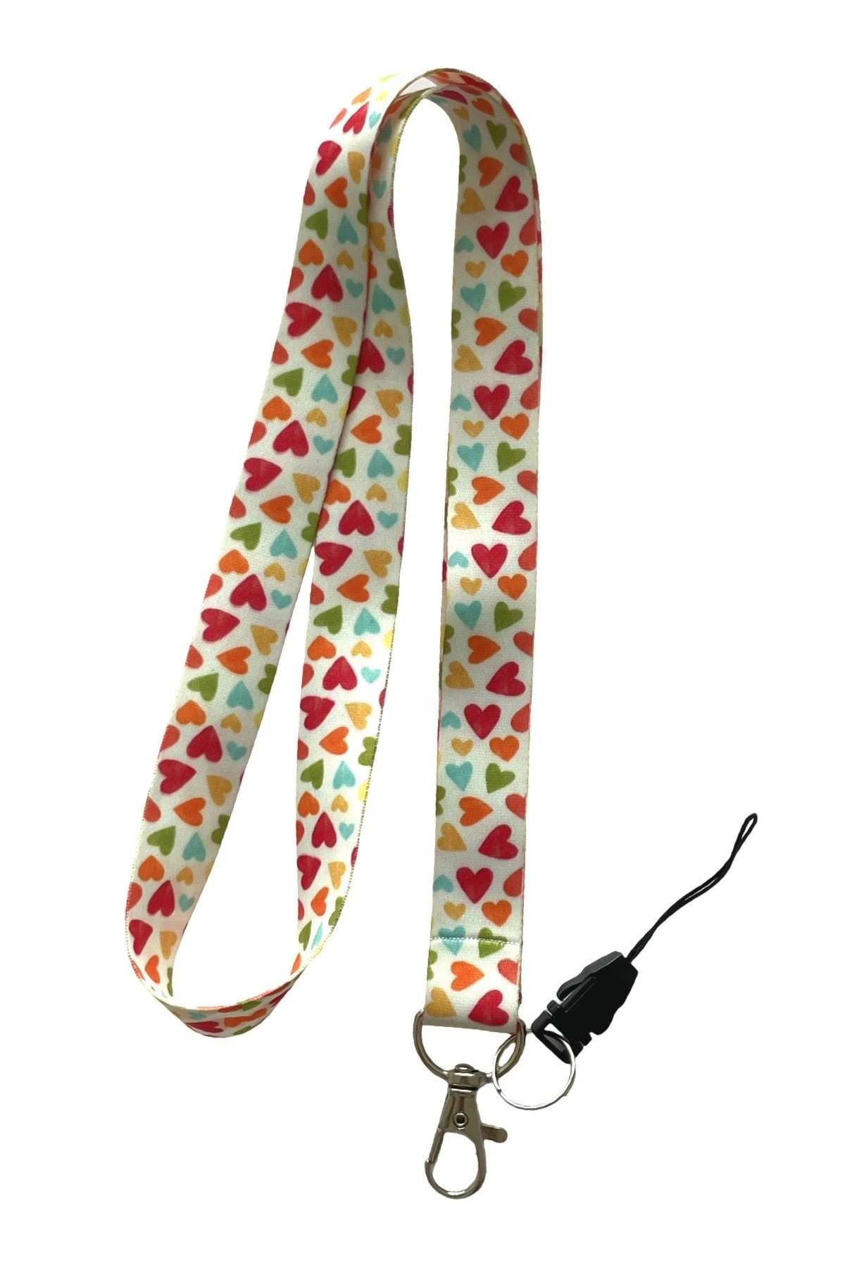 Beyaz Renkli Kalp Desenli Boyun ipi Telefon Askısı