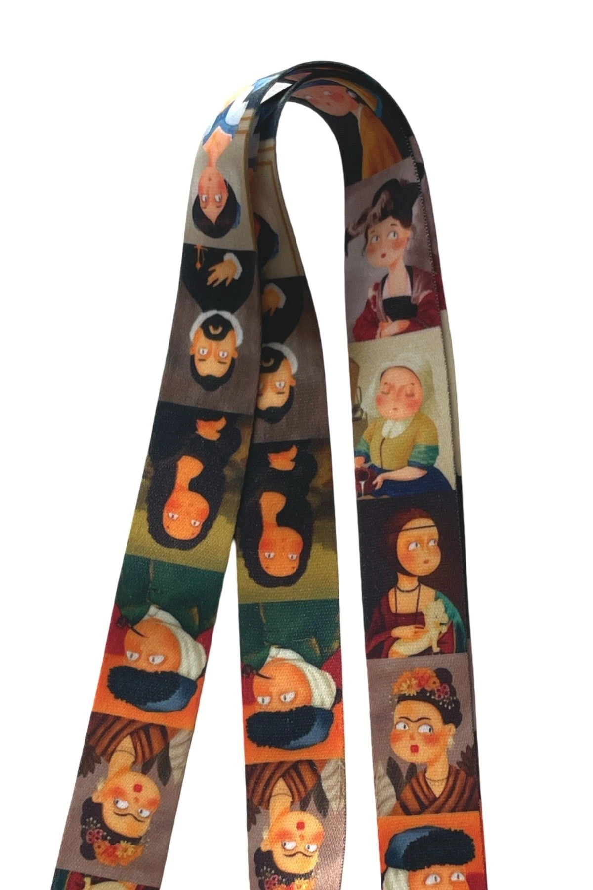 Tablo Sanat Desenli Boyun İpi – Yumuşak Kumaş | Telefon Askısı + Yaka Kartlığı Askısı