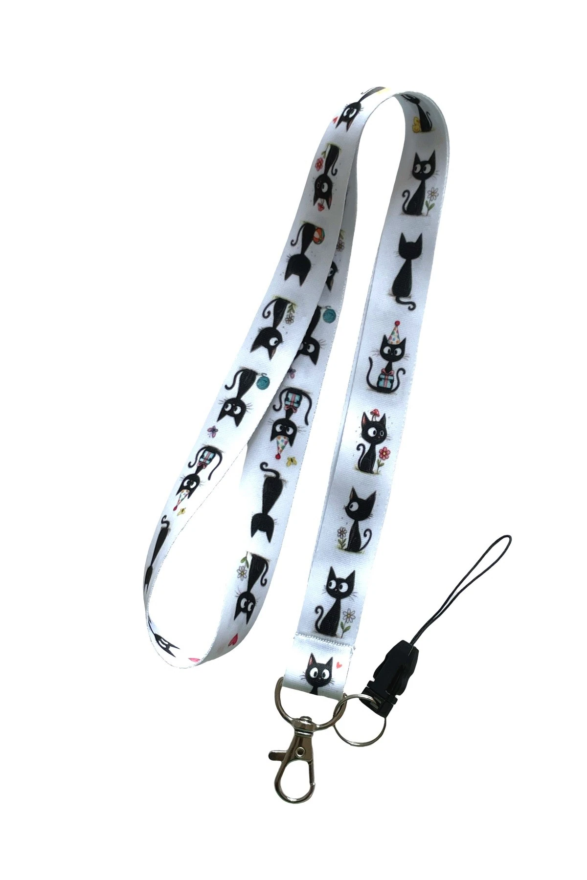 Beyaz Minnoş Kedi Boyun ipi Telefon Askısı