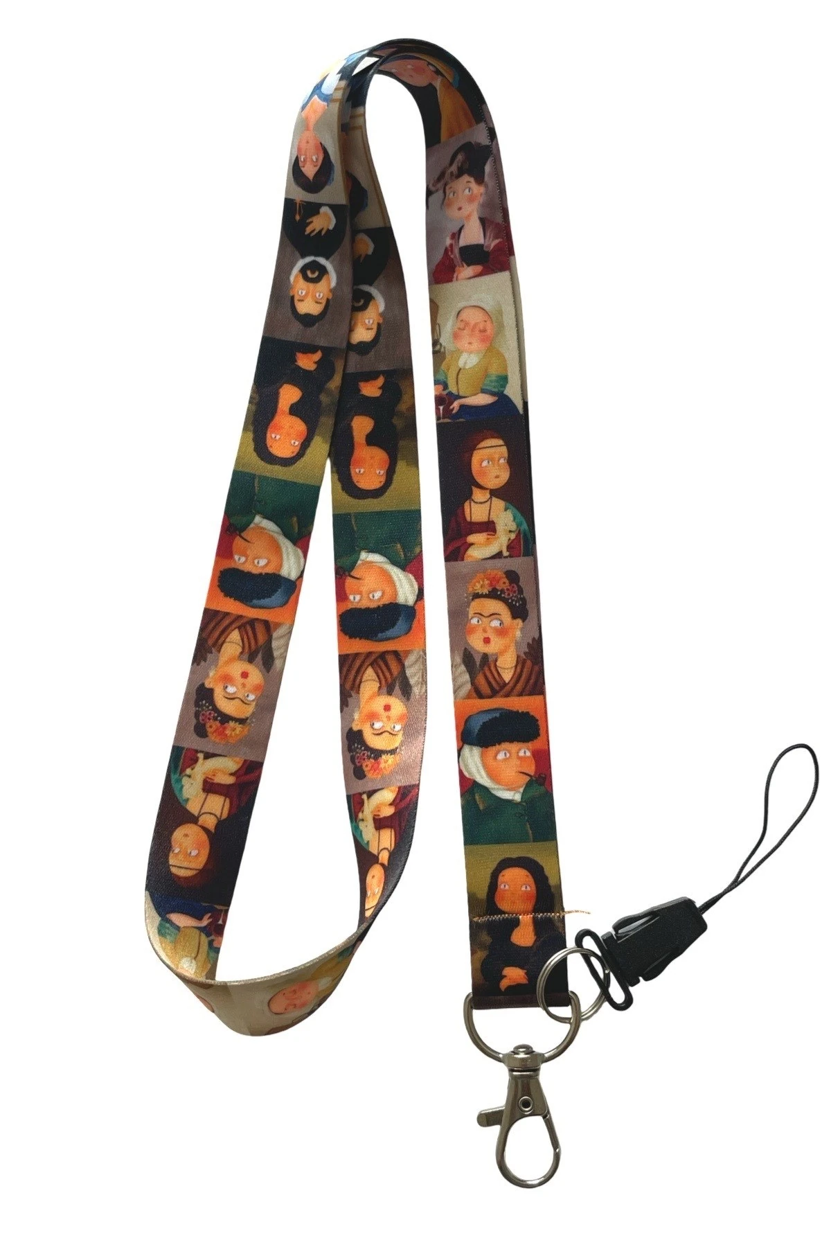 Tablo Sanat Desenli Boyun İpi – Yumuşak Kumaş | Telefon Askısı + Yaka Kartlığı Askısı