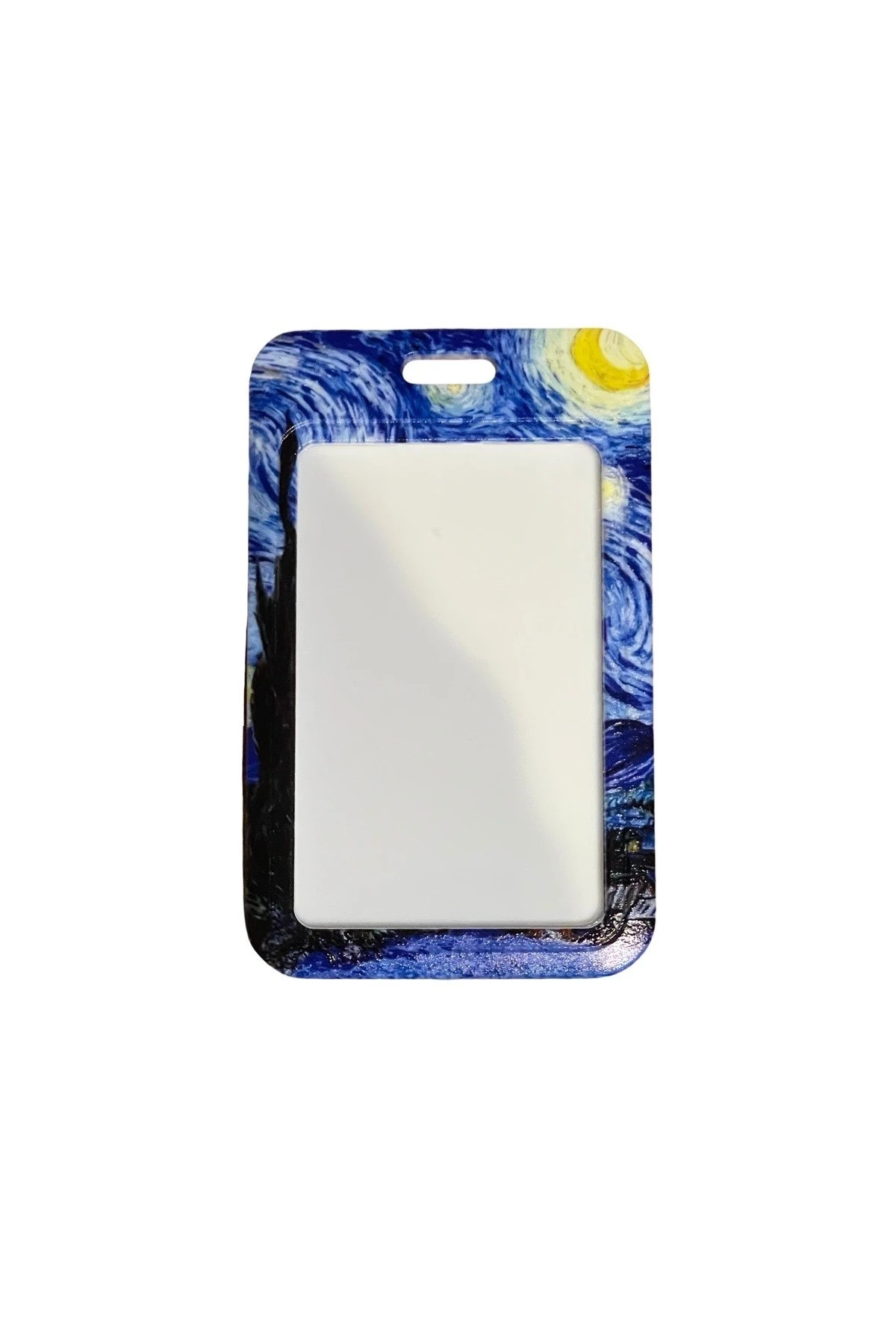 Baskılı Yıldızlı Geceler Van Gogh Dikey Kart Koruyucu Personel Kartlık