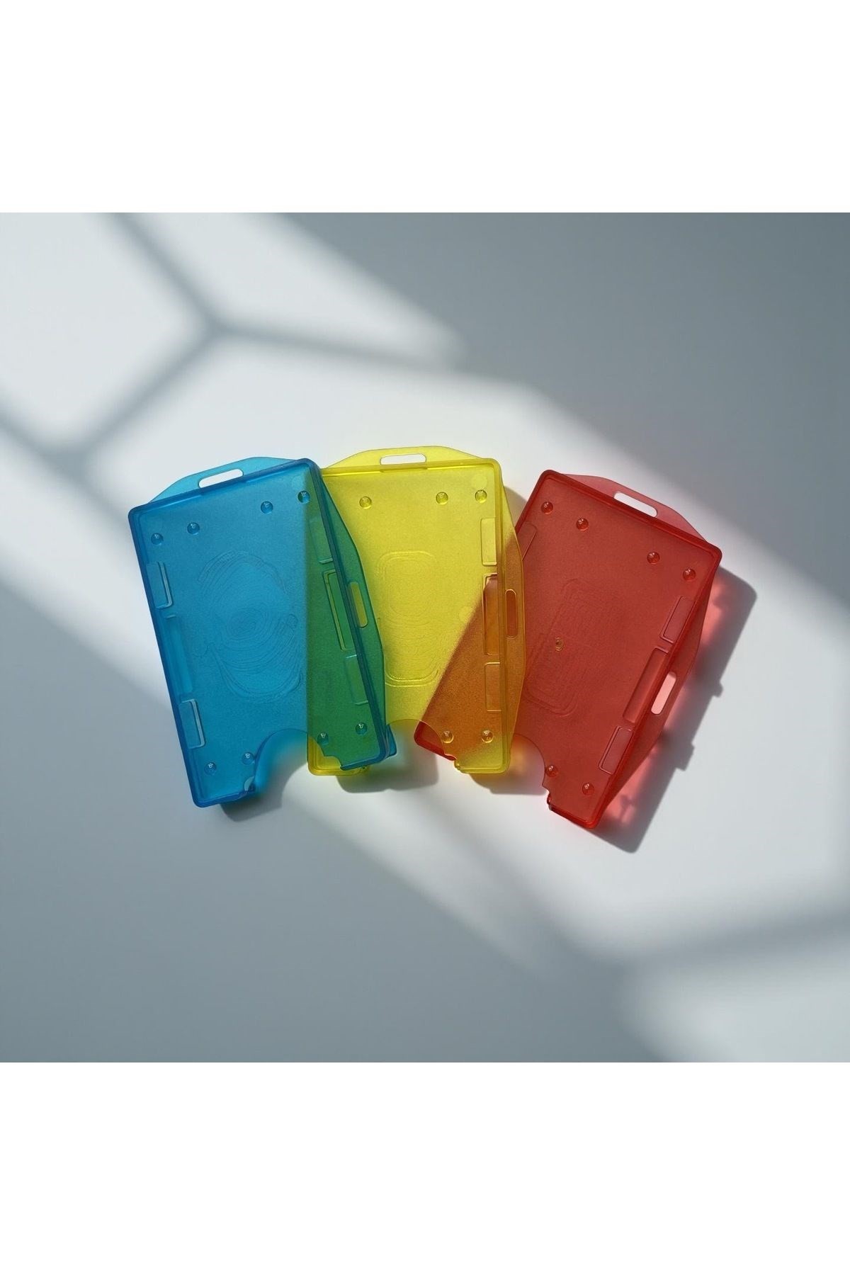 3'lü Renkli Kart Koruyucu ID Badge Holder Seti – Sert Plastik Kimlik Kartlığı