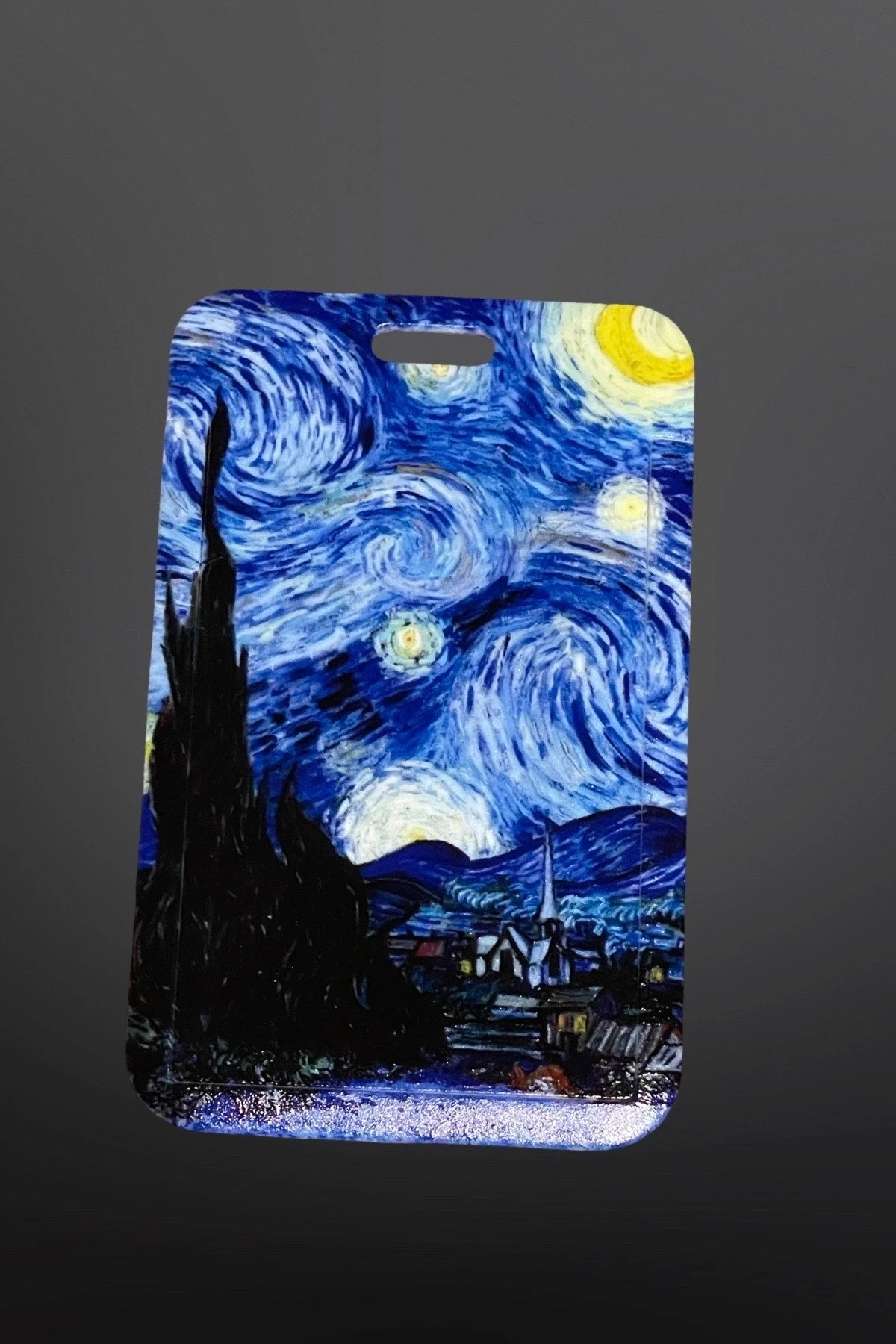 Baskılı Yıldızlı Geceler Van Gogh Dikey Kart Koruyucu Personel Kartlık