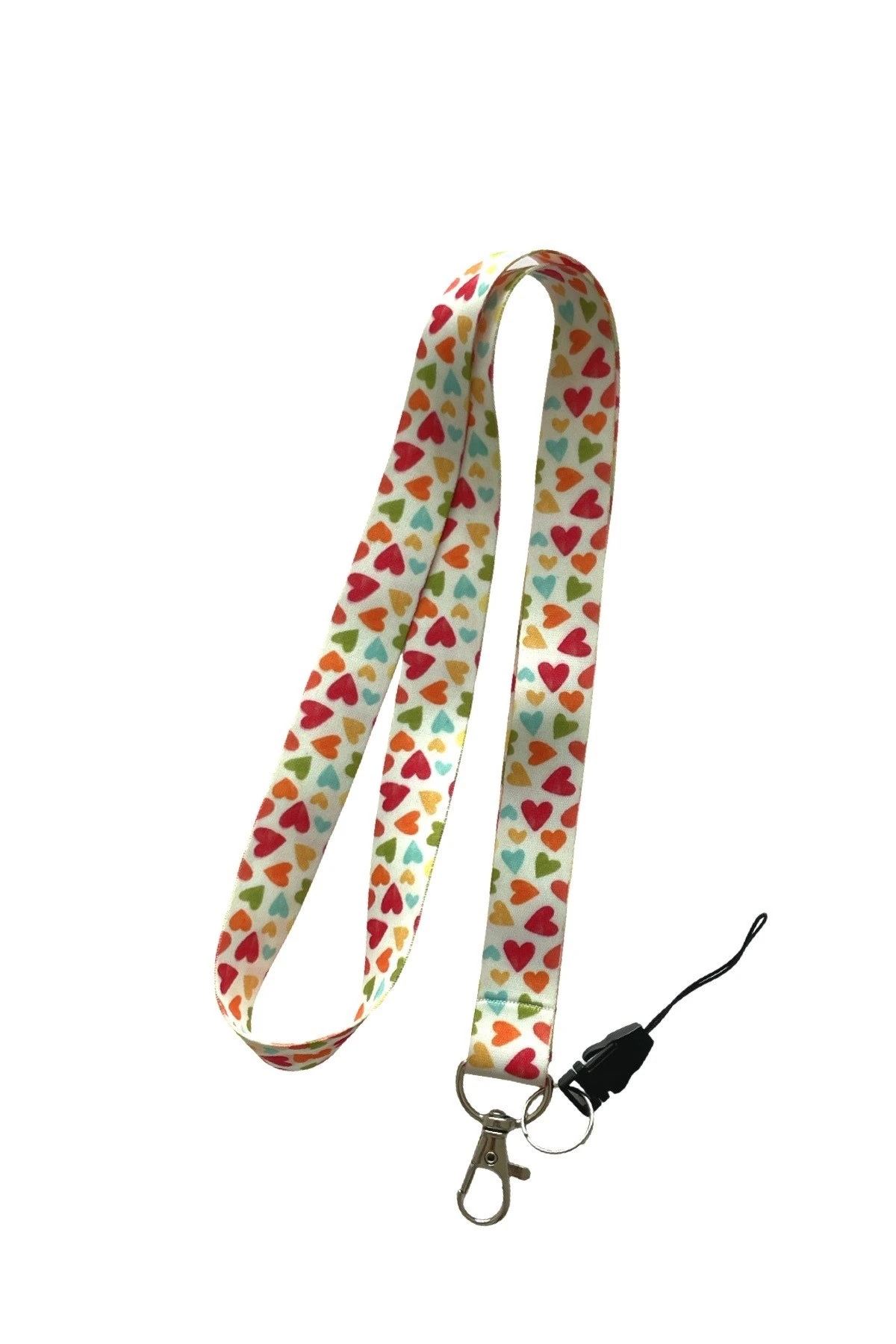 Beyaz Renkli Kalp Desenli Boyun ipi Telefon Askısı