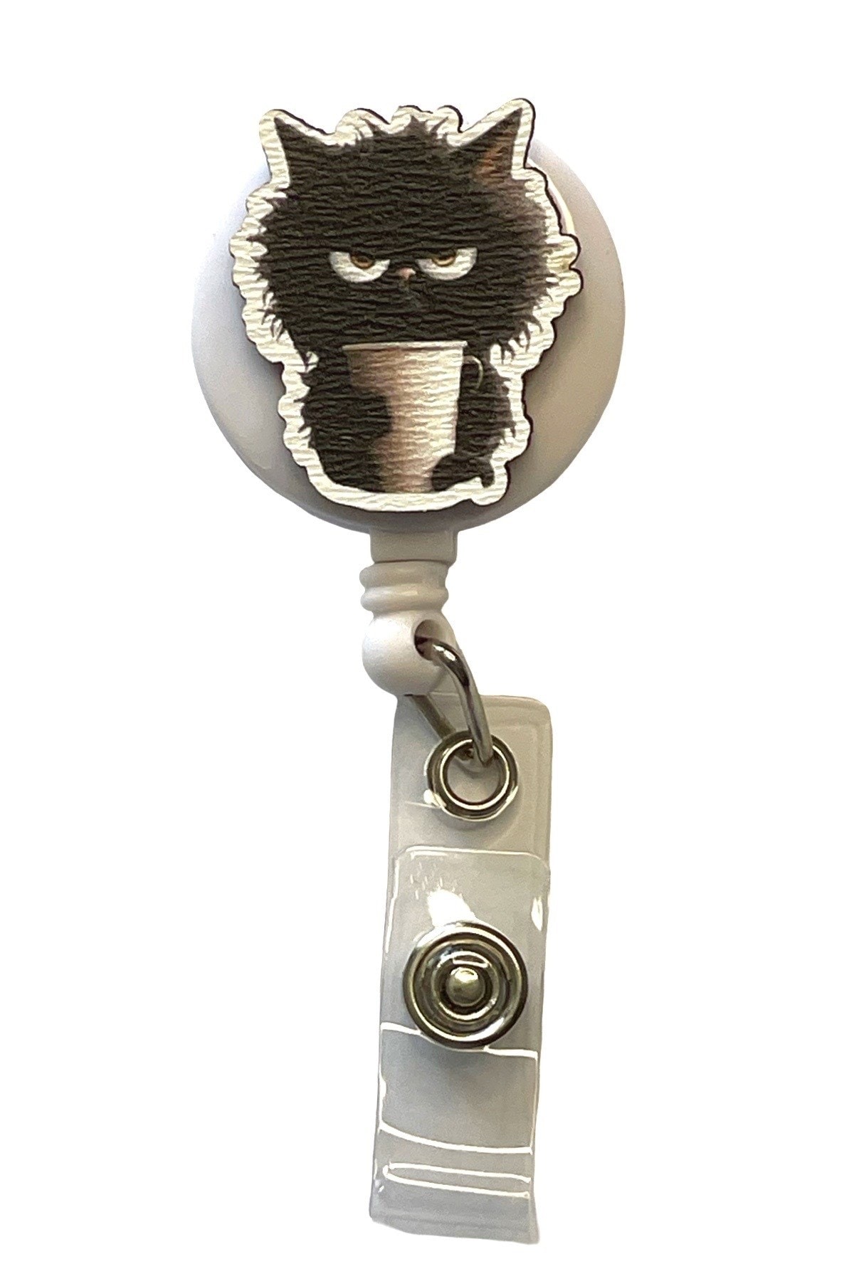 Hırçın Kedi Desenli Badge Reel Yoyo – Makaralı Yaka Kartı ve Kimlik Kartı Askısı
